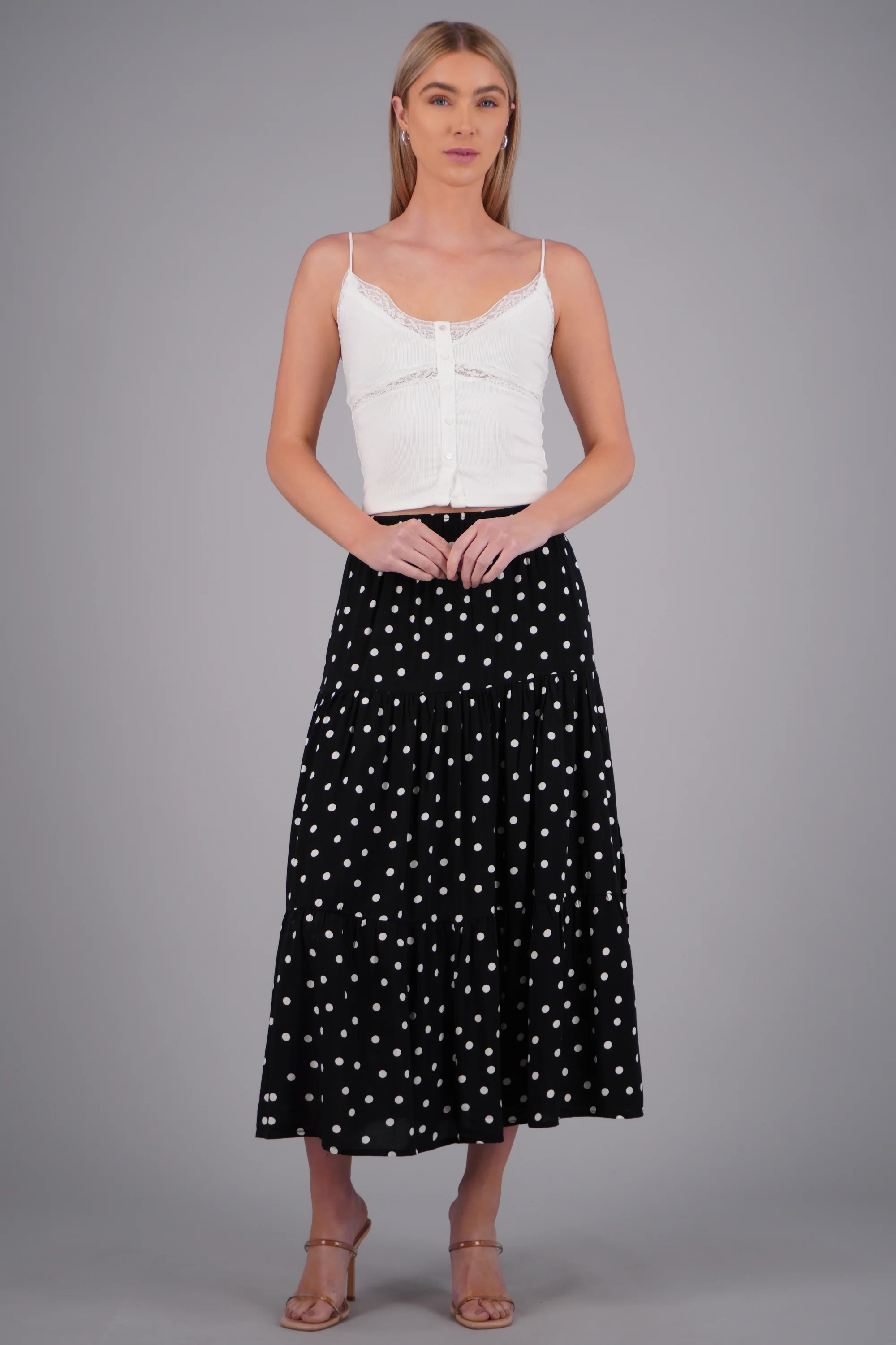 Falda maxi polka dots