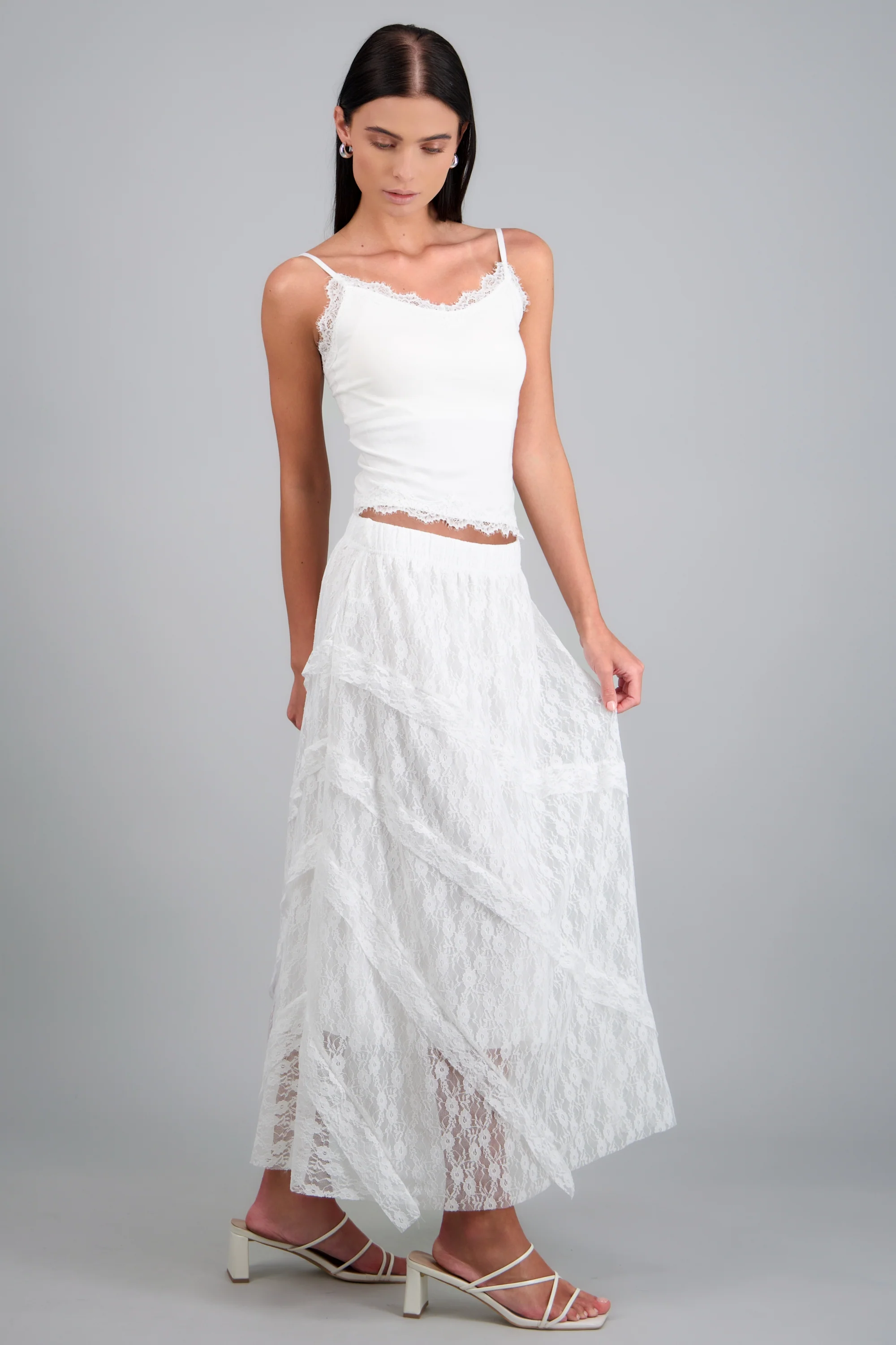 Falda maxi volantes