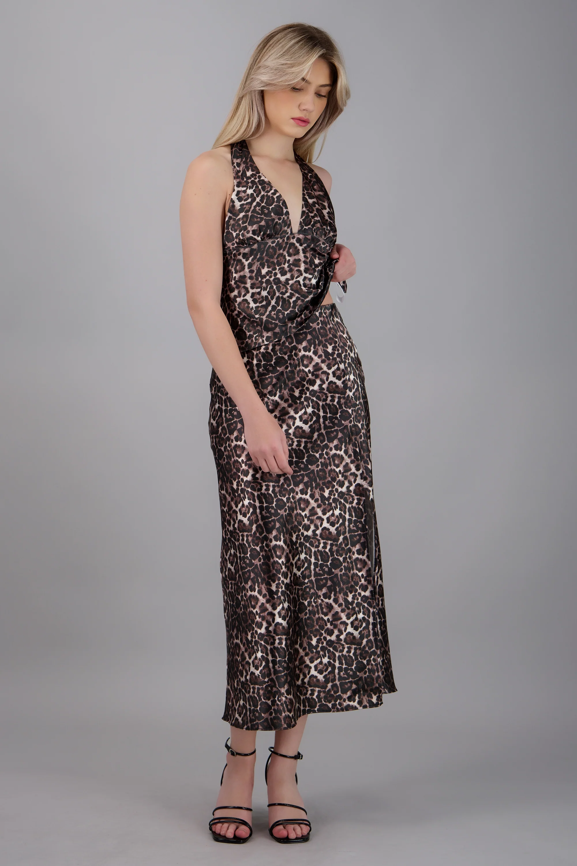 falda midi animal print