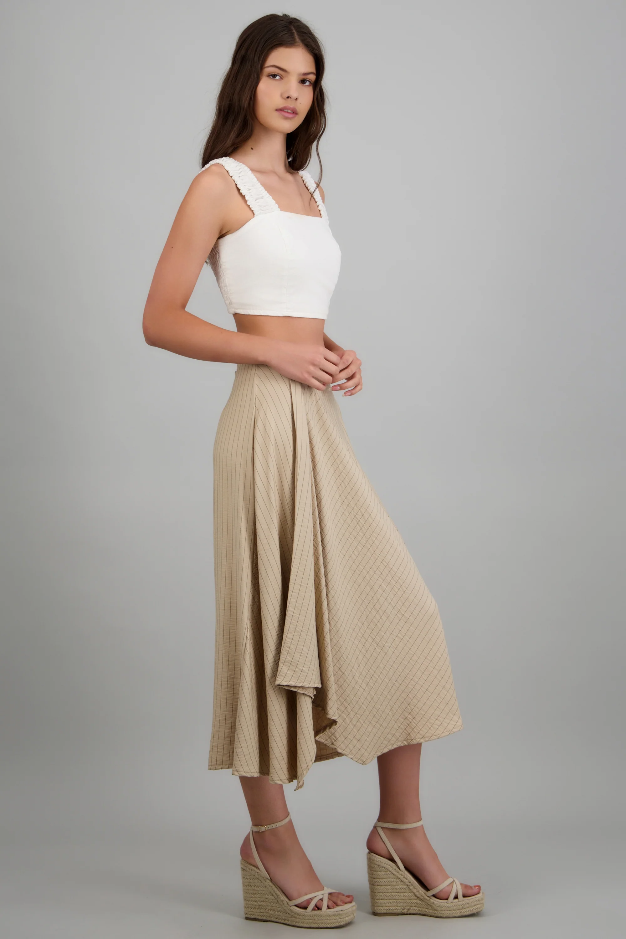 Falda midi asimetrica amplia - Image 2