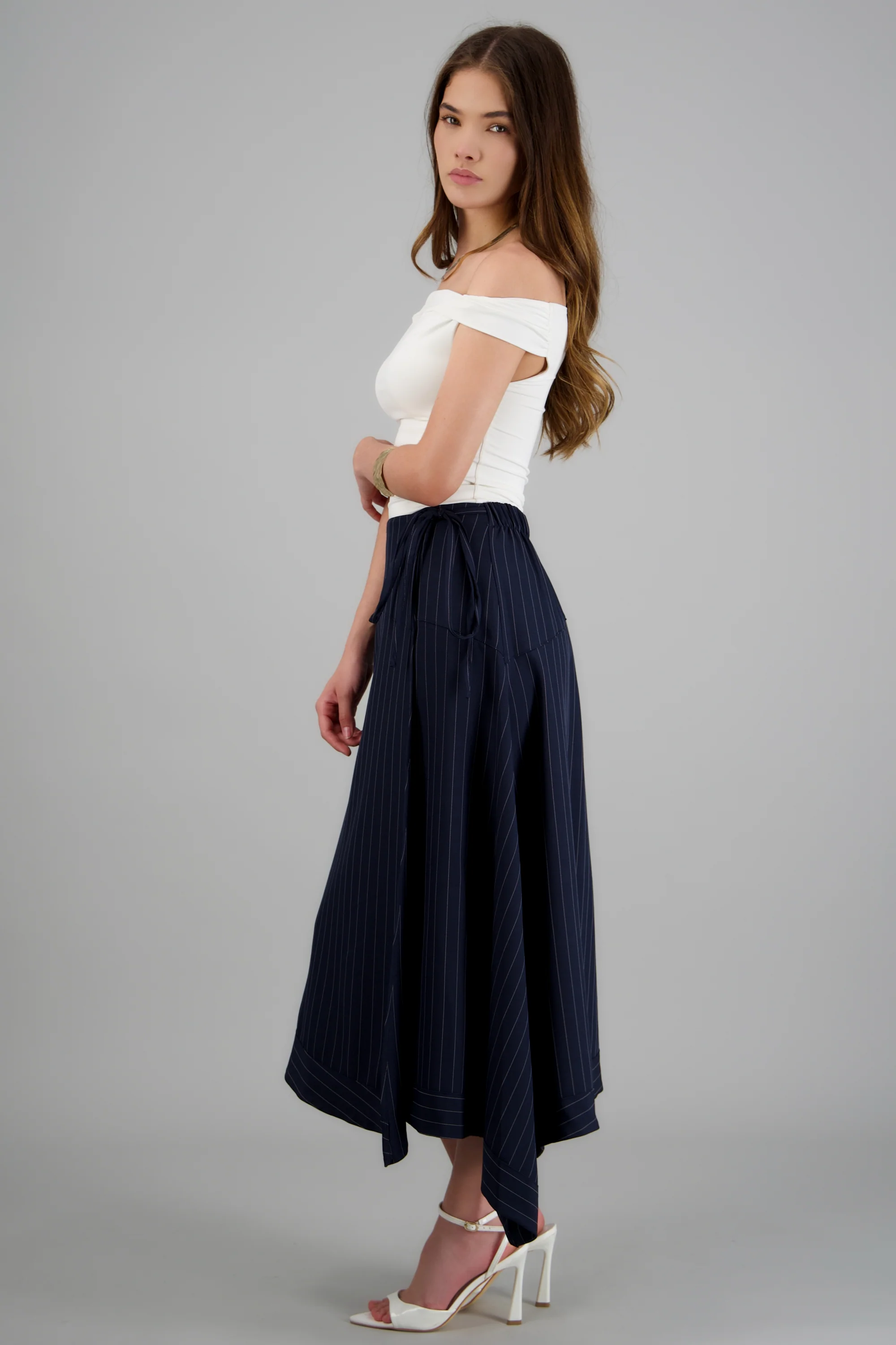 Falda midi asimetrica rayas - Image 2
