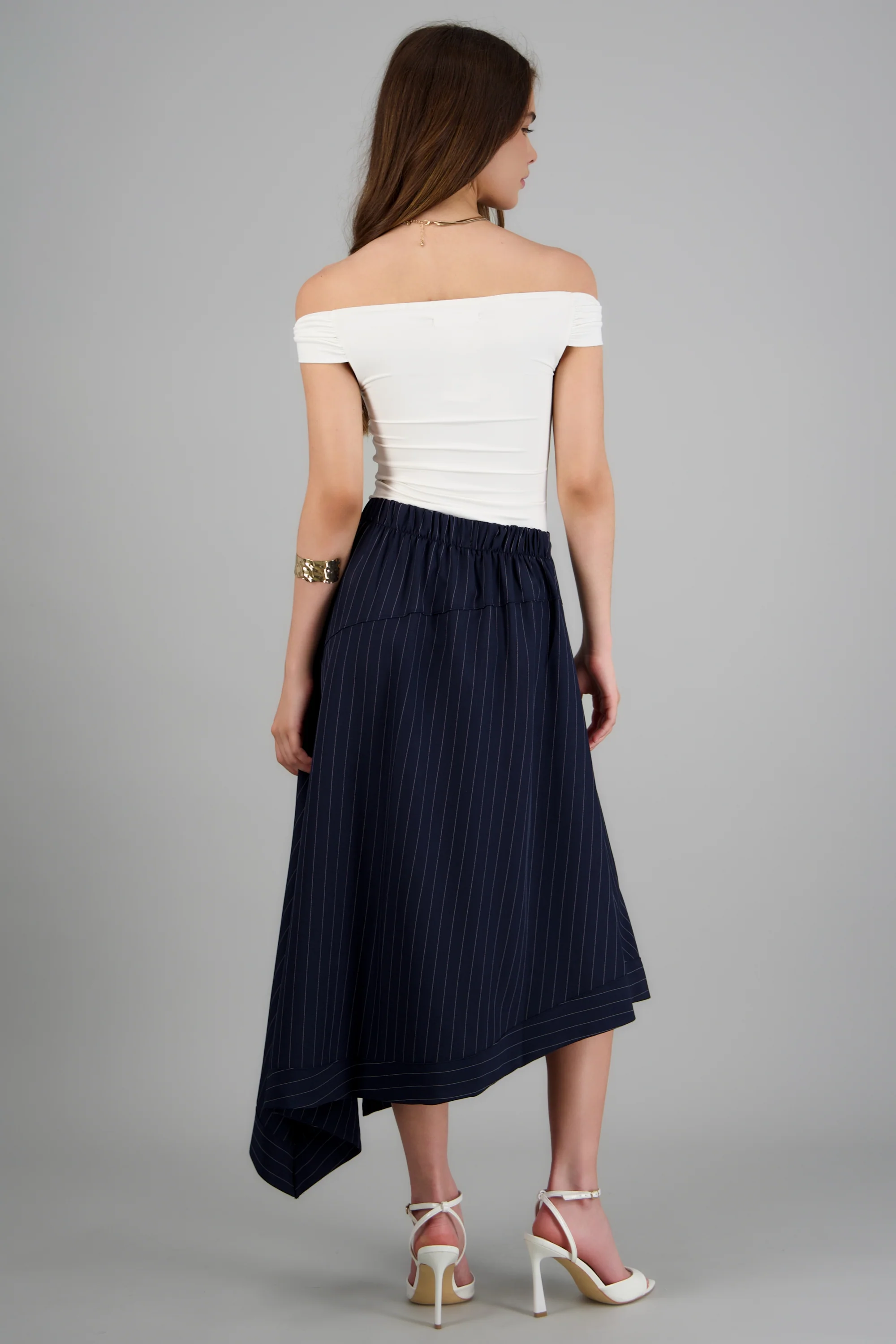 Falda midi asimetrica rayas - Image 4