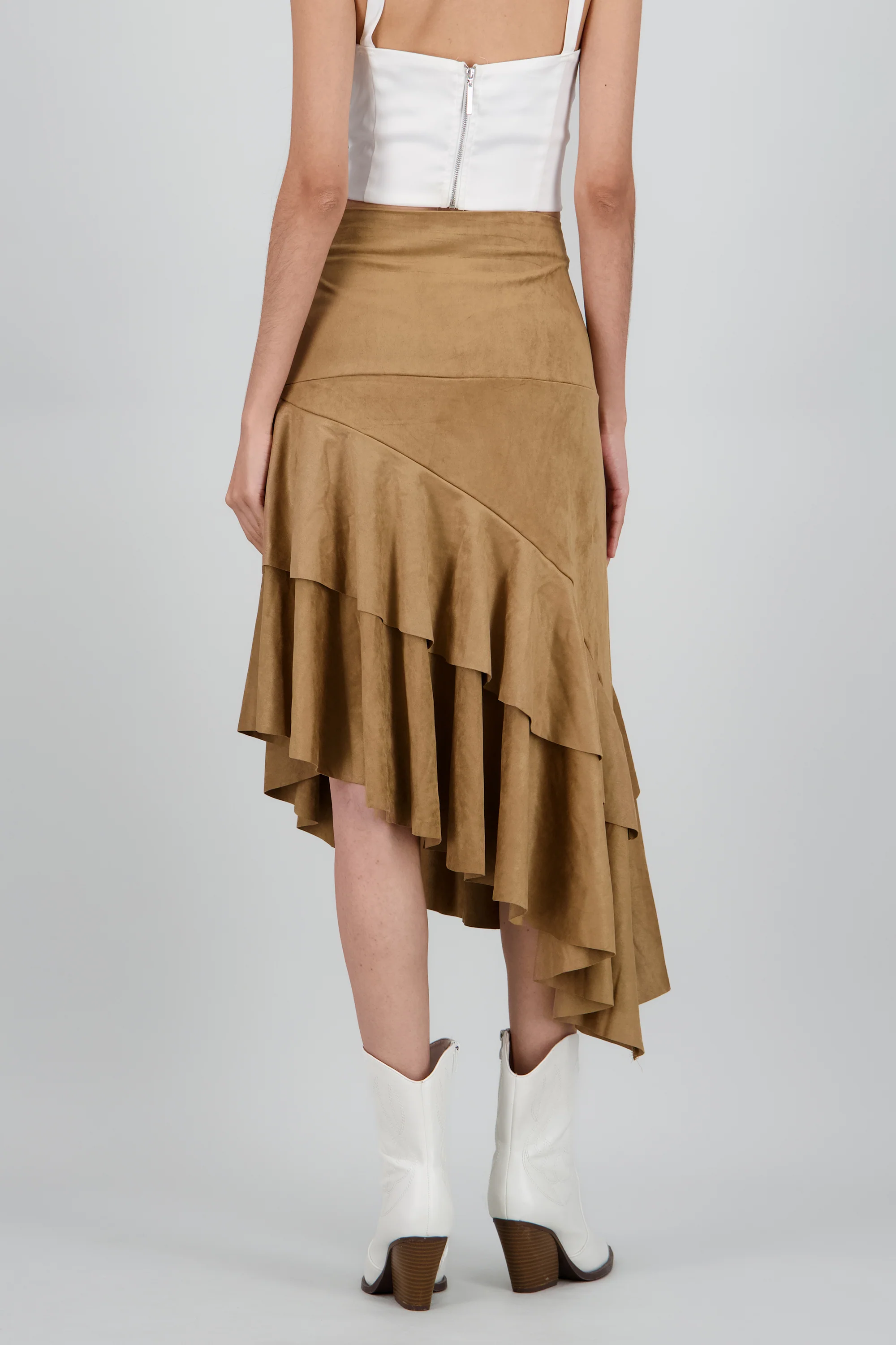 Falda midi asimétrica suede - Image 4