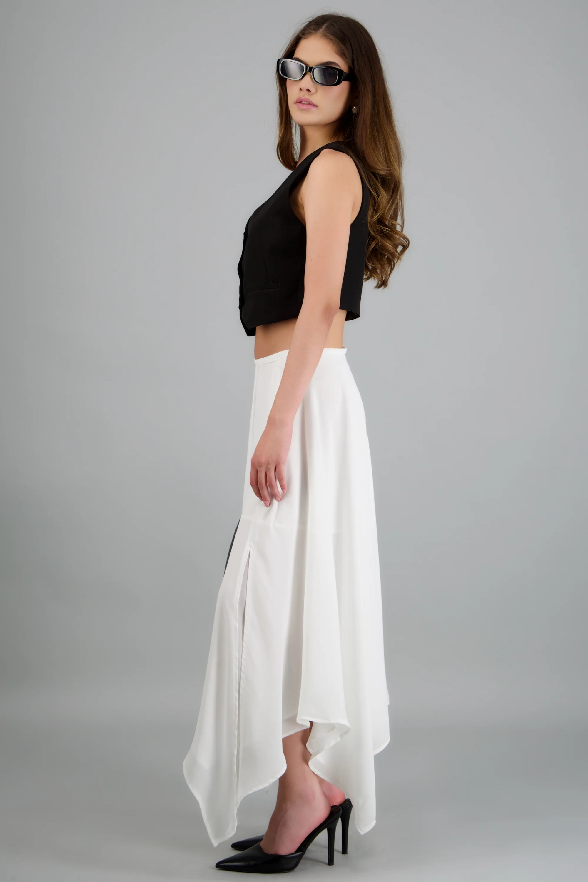 Falda midi chiffon asimetrica - Image 3