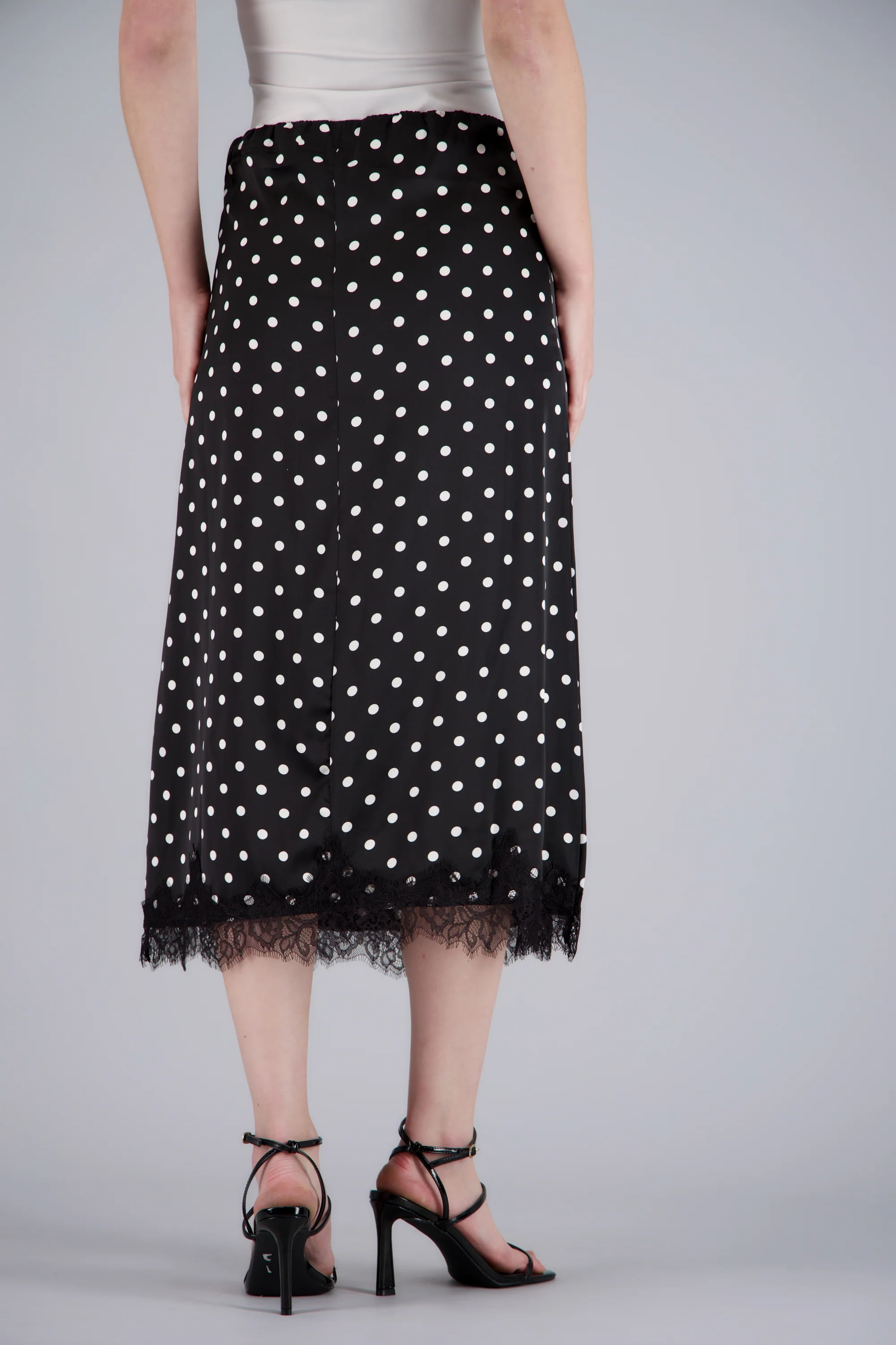 Falda midi combinada encaje polka dots - Image 4