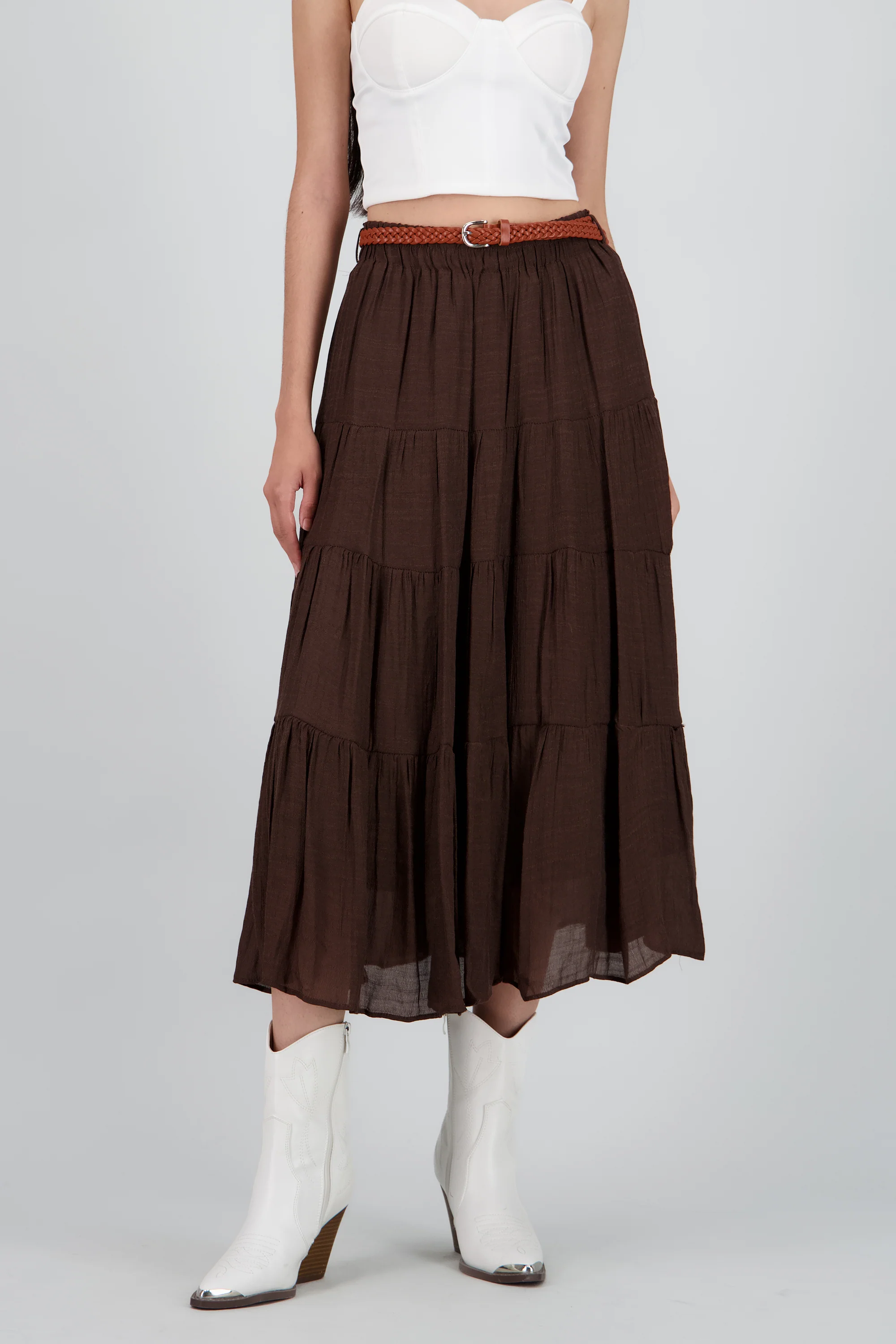 Falda midi con cinturon - Image 3