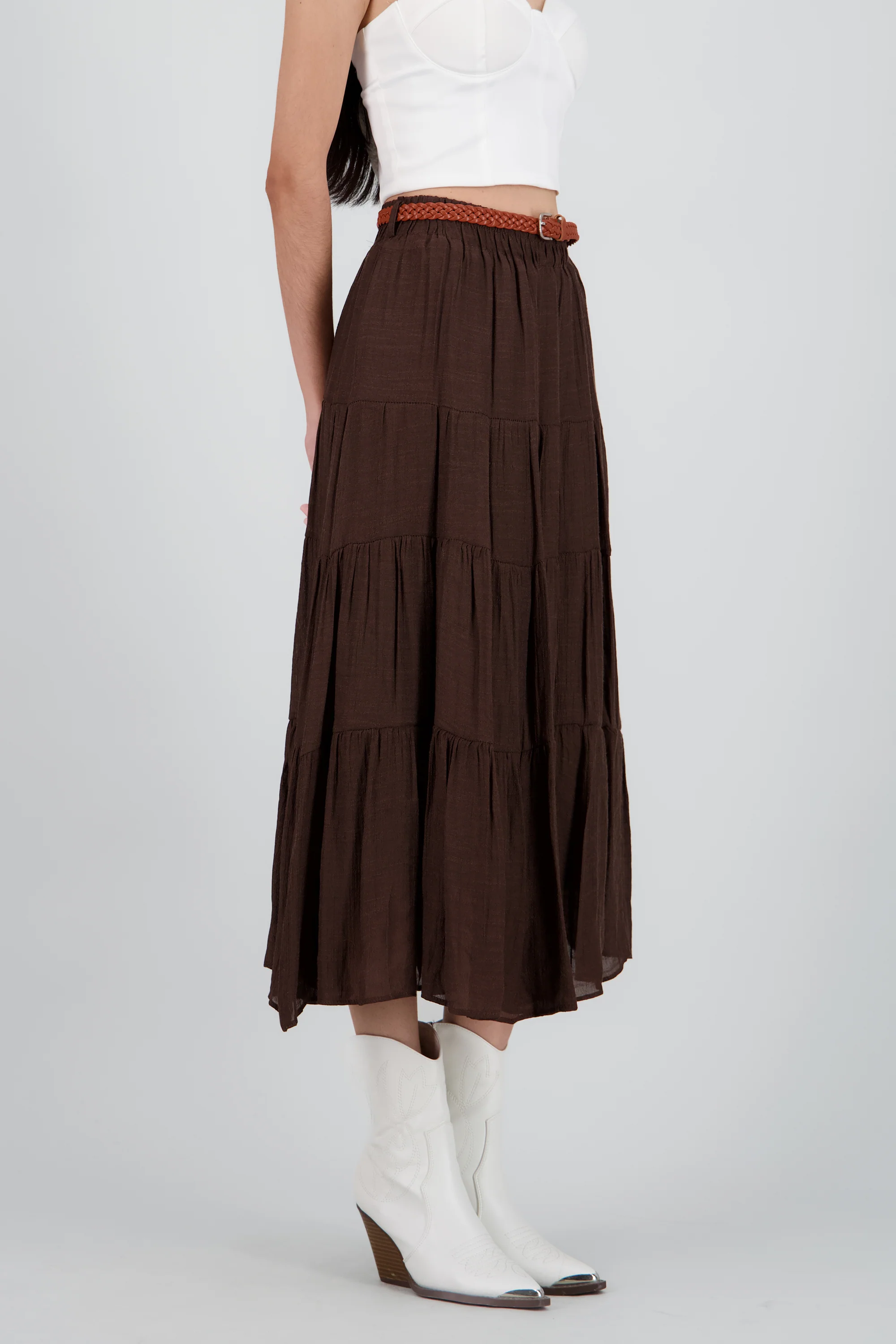 Falda midi con cinturon - Image 4
