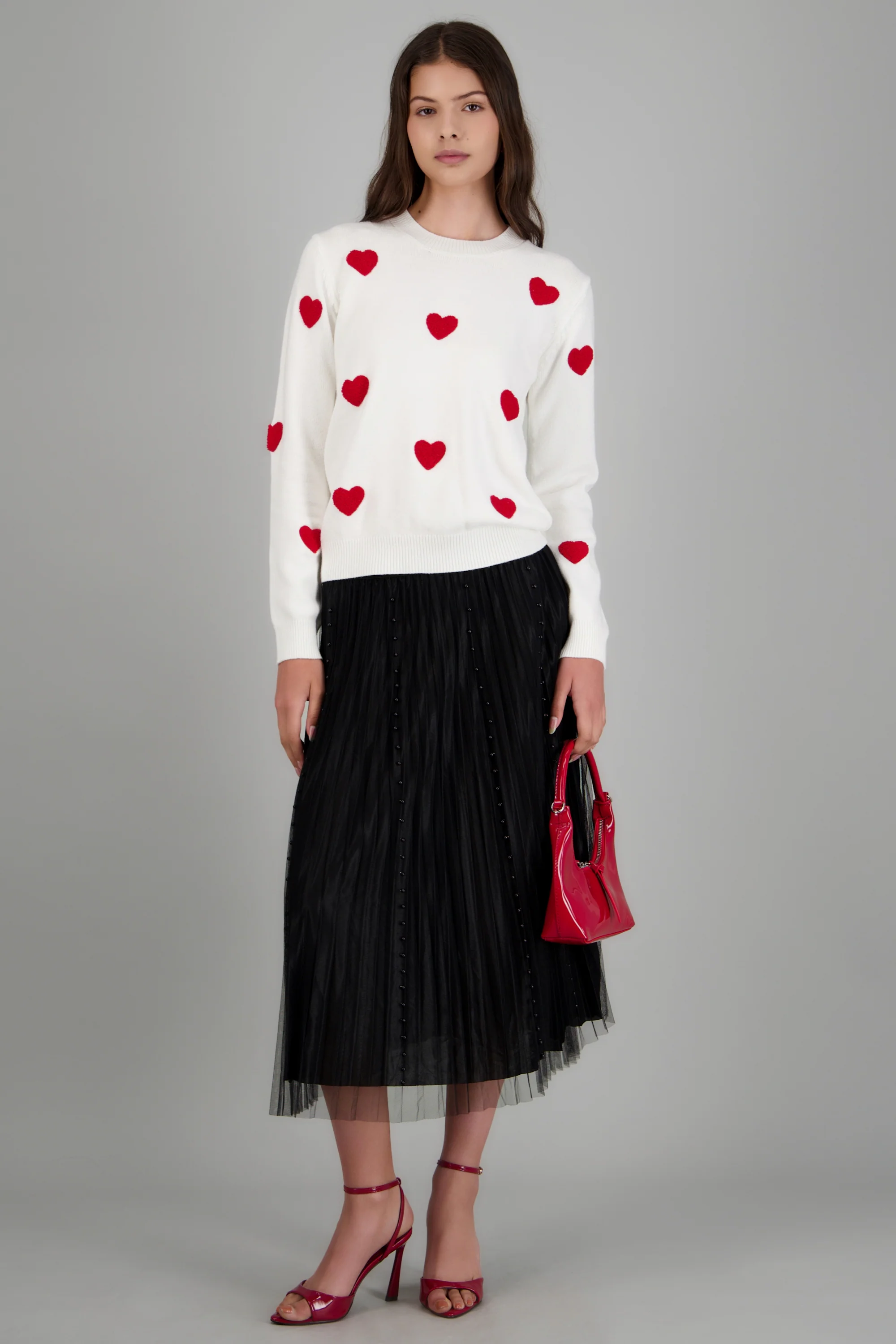 Falda midi con perlas
