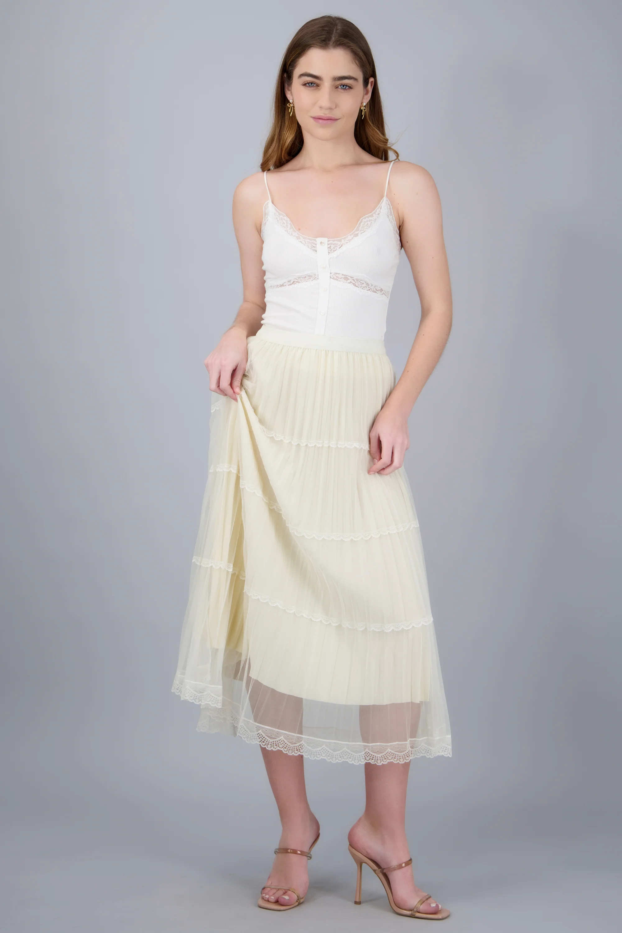 Falda midi cortes plisada