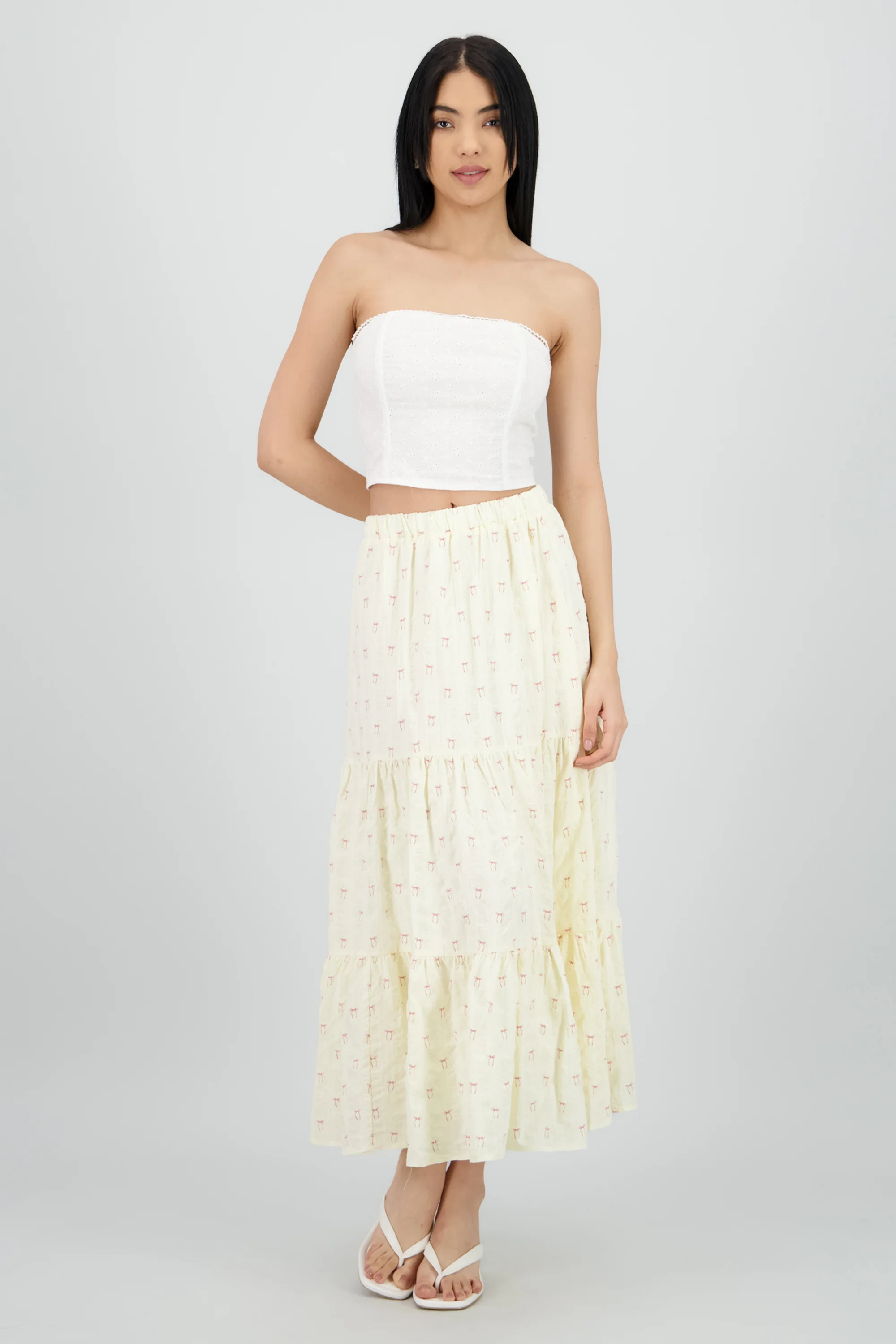 Falda midi estampado moños y polkas