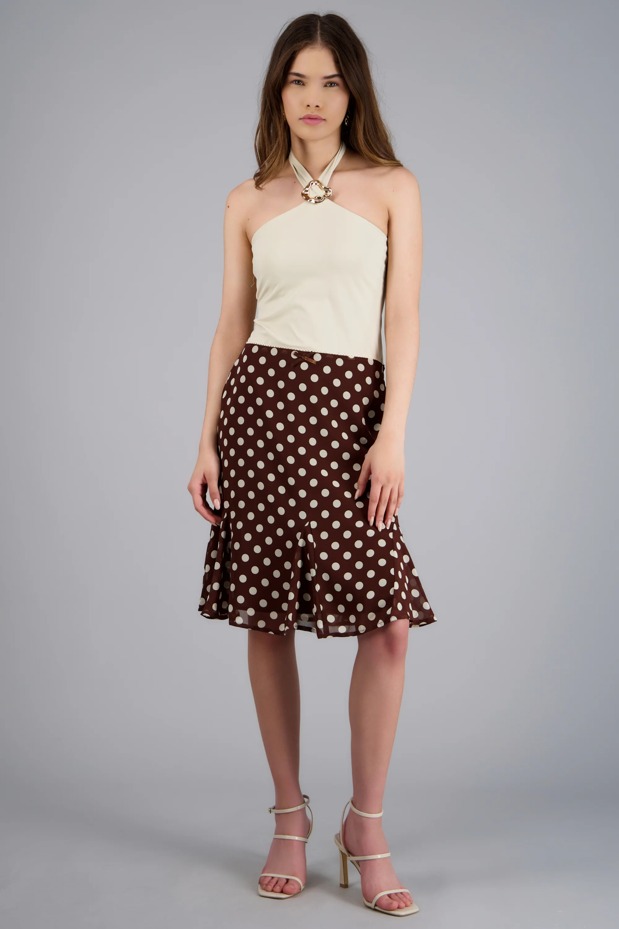 Falda midi polka dots detalle moño - Image 3