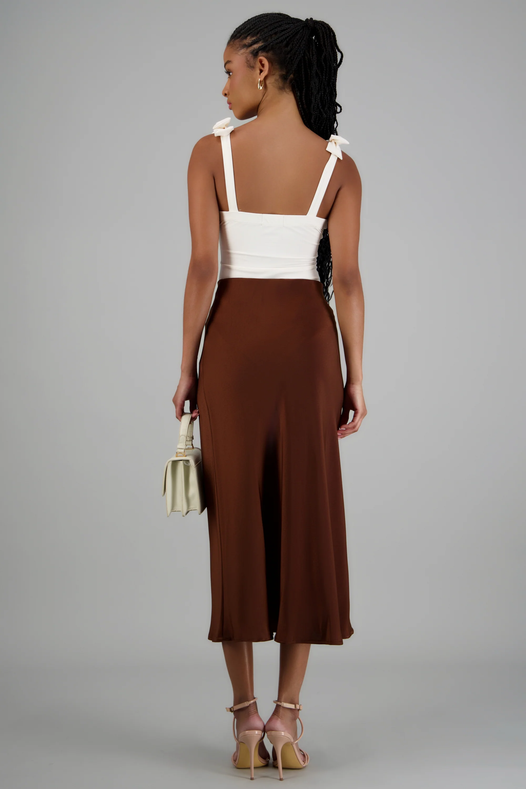 Falda midi satinada lisa - Image 5