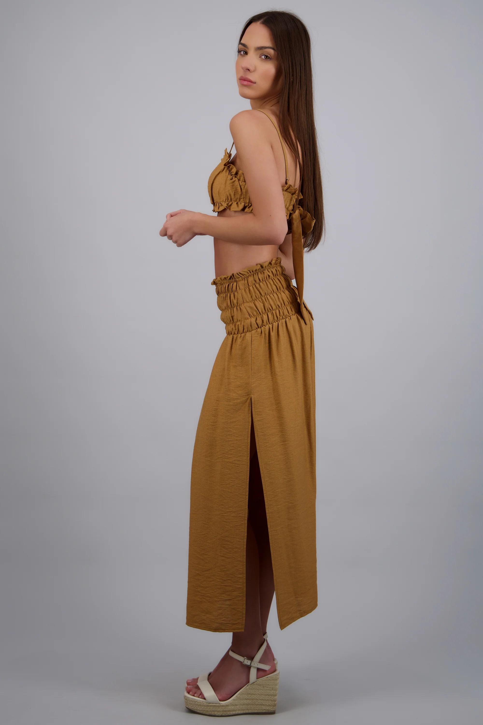 Falda midi smock cintura aberturas - Image 2