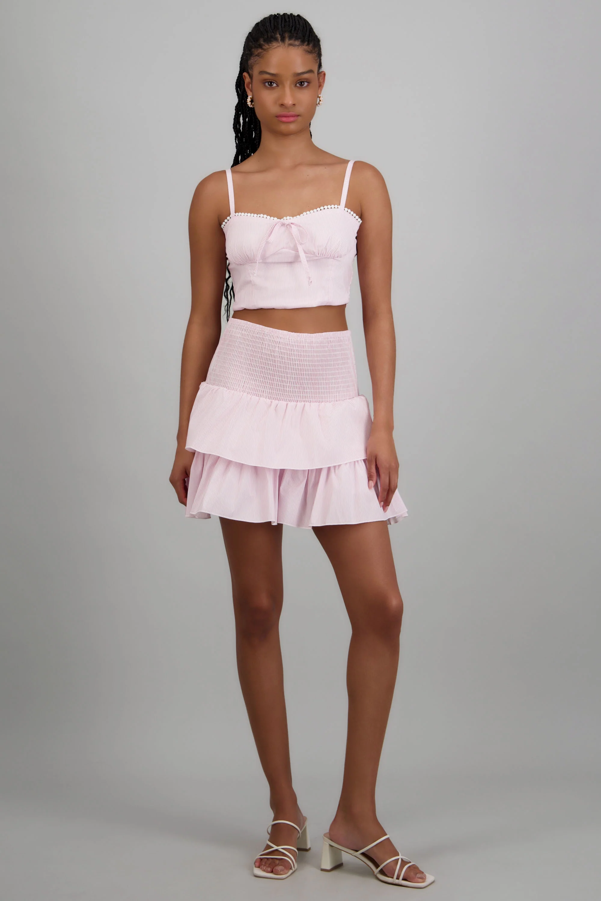 Falda mini detalle smock cintura - Image 2
