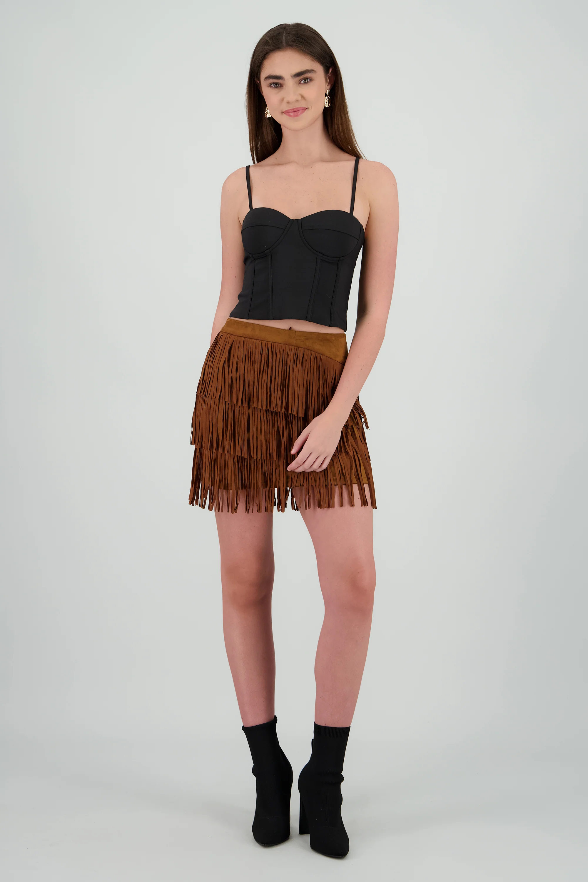 Falda mini fringe suede