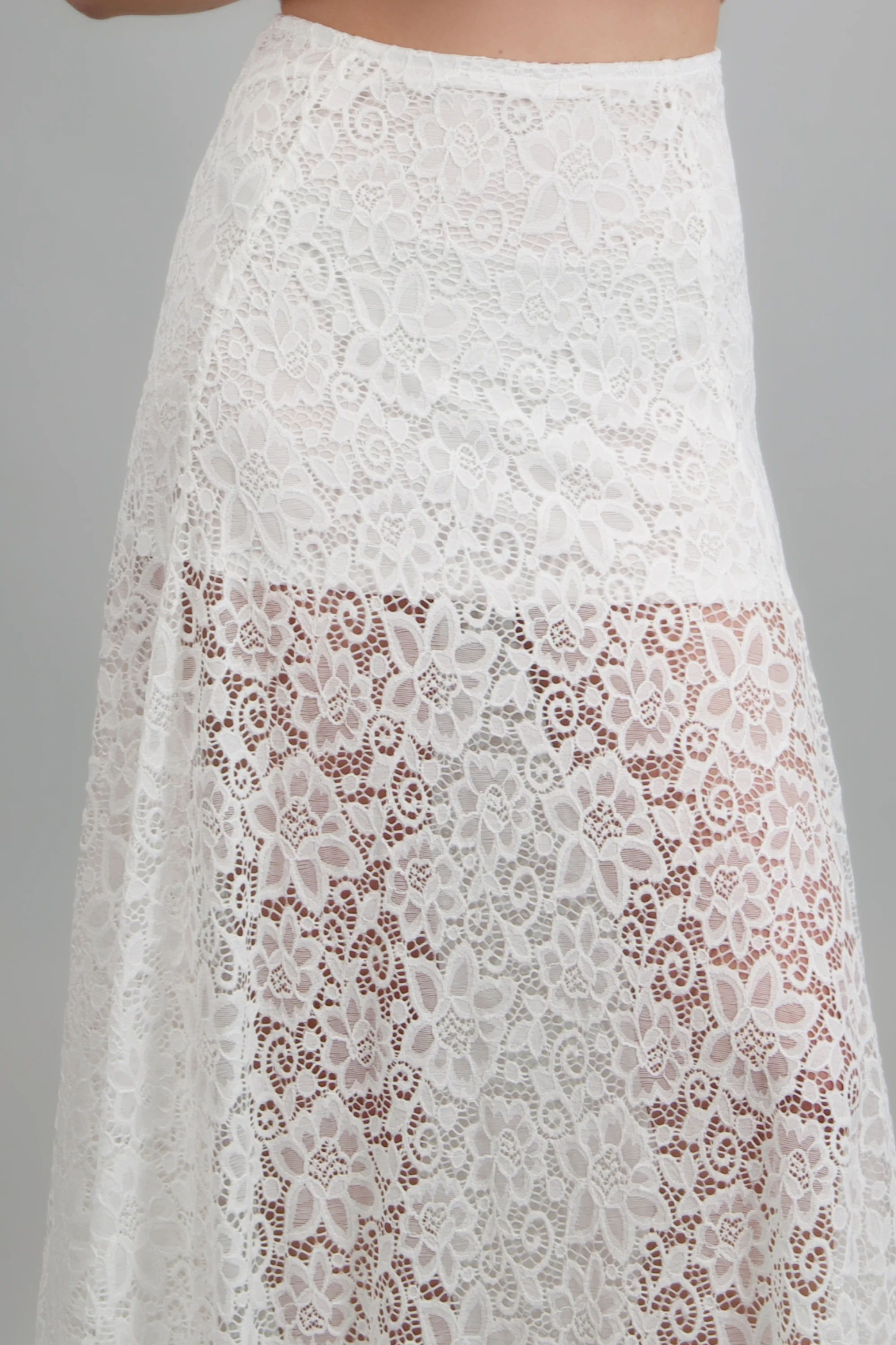 Falda recta detalle transparencia y encaje - Image 5