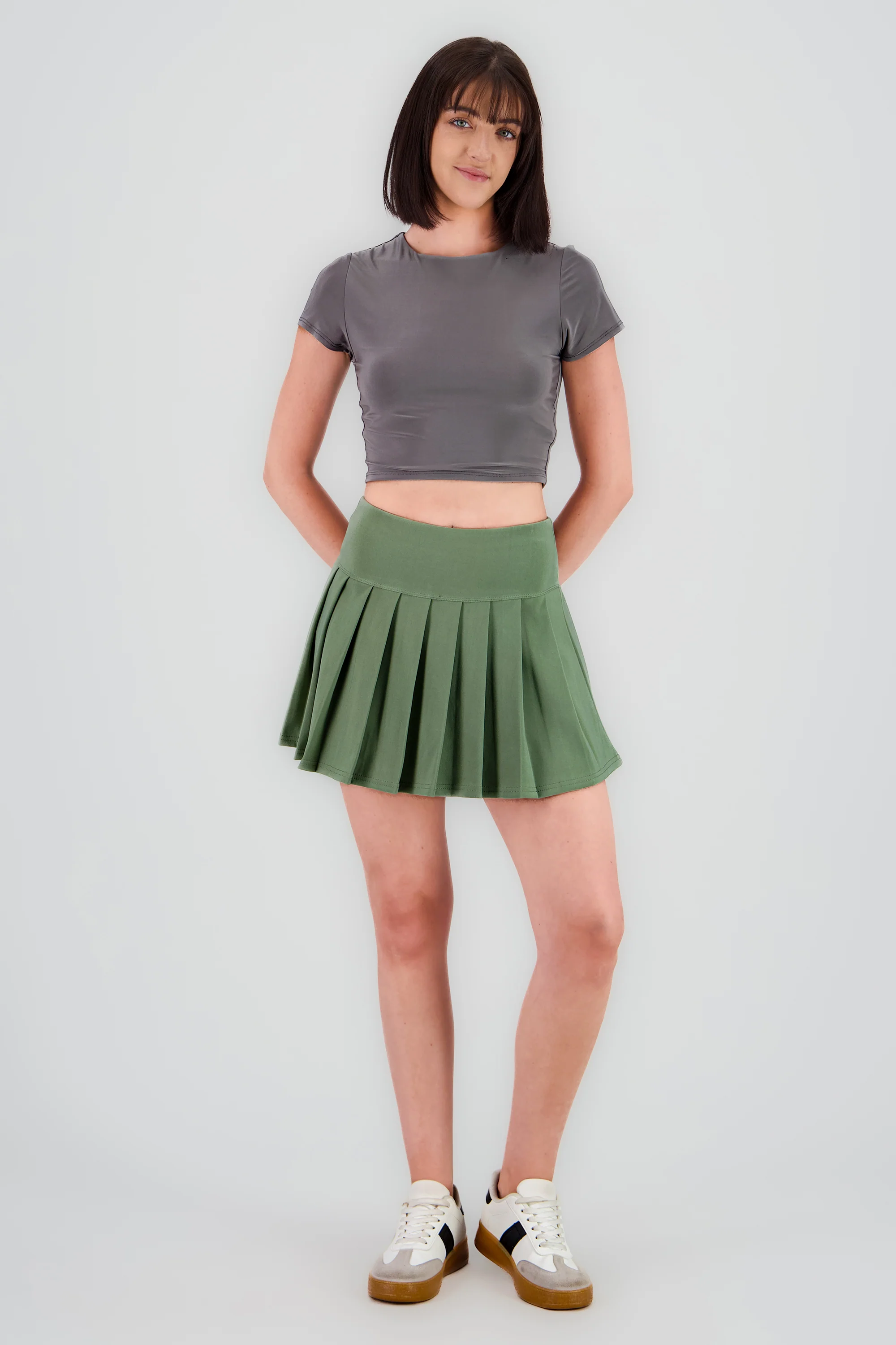 Falda tableada mini lisa