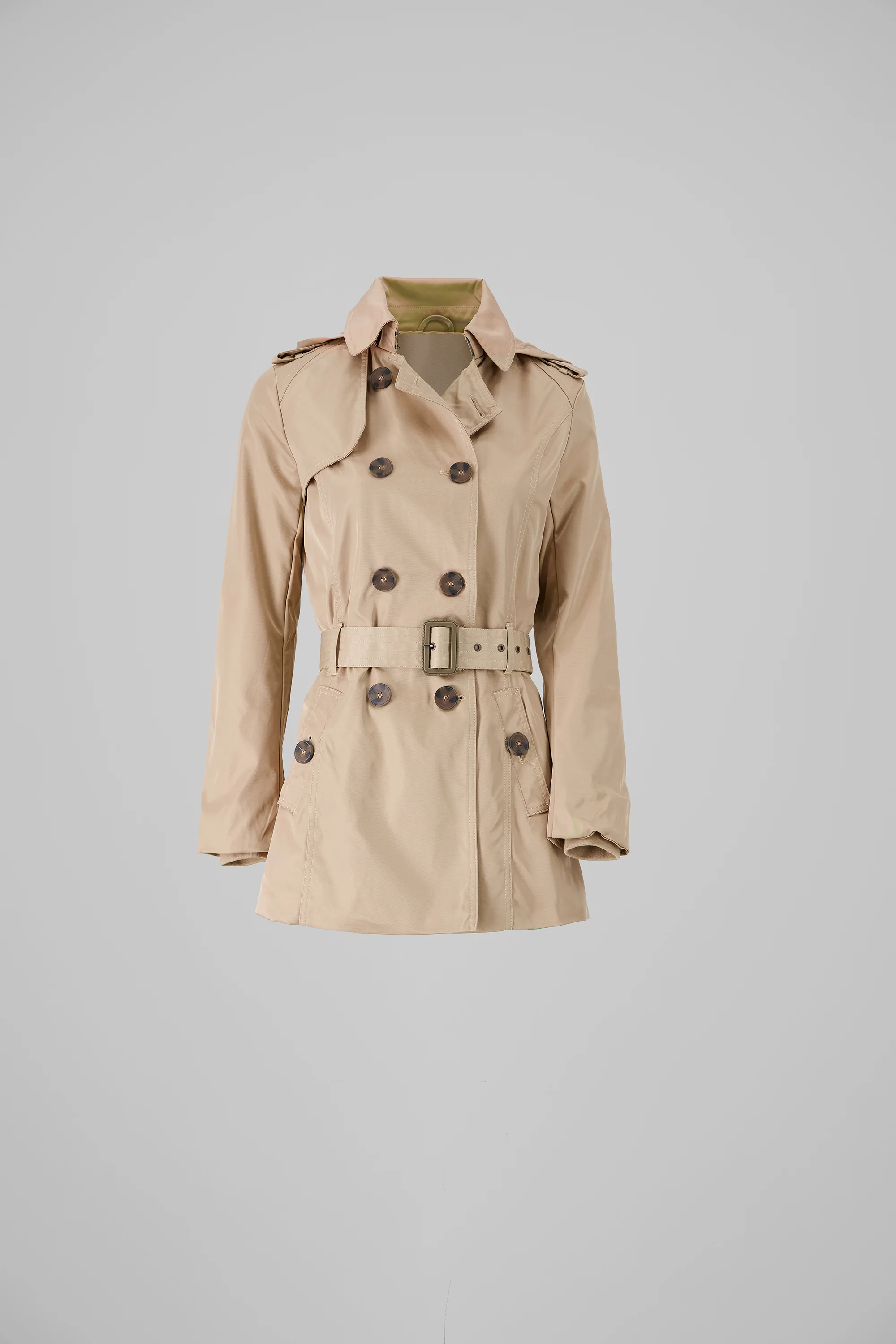 Gabardina corta cinturón botones - Image 6