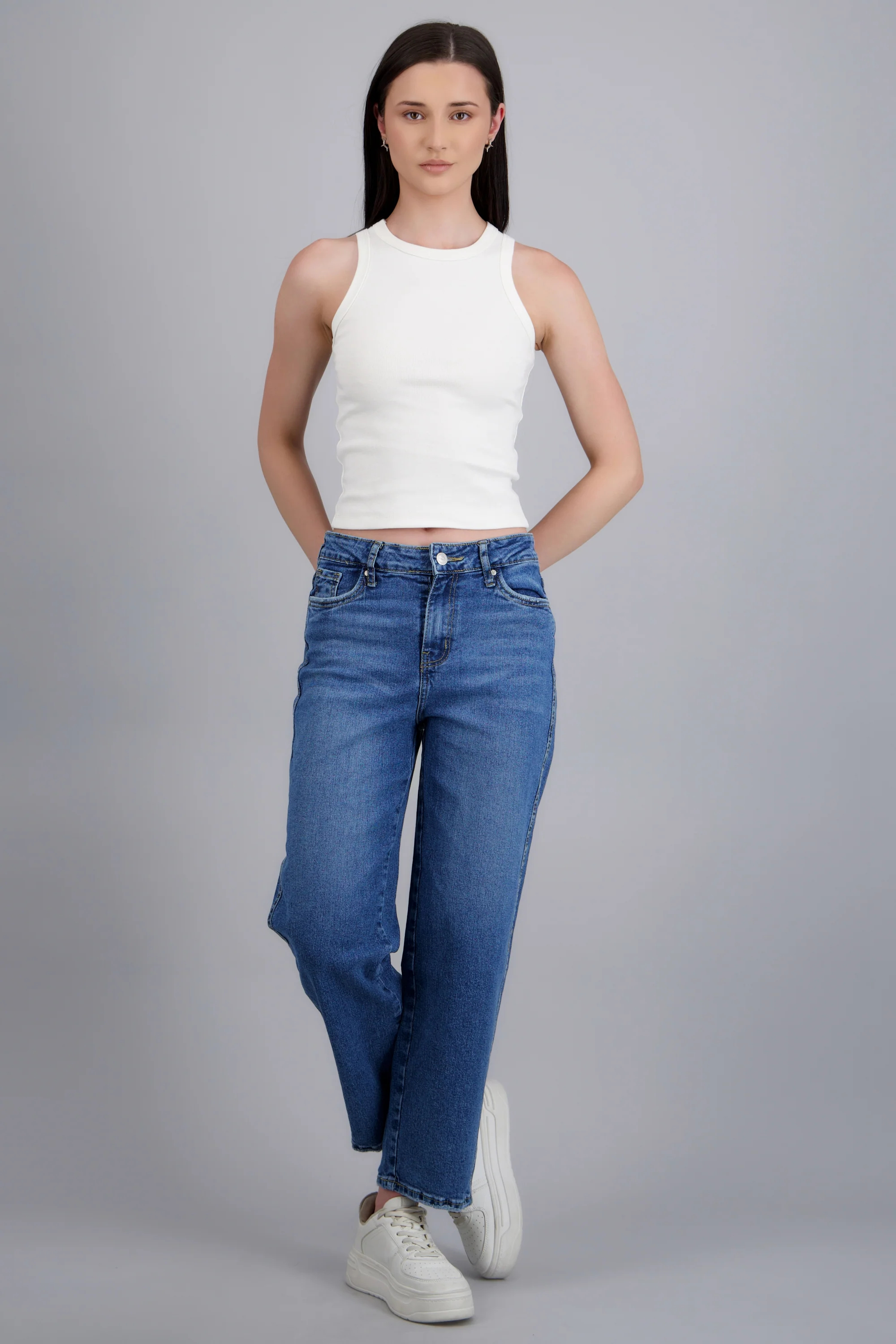 Jeans barrel mid rise