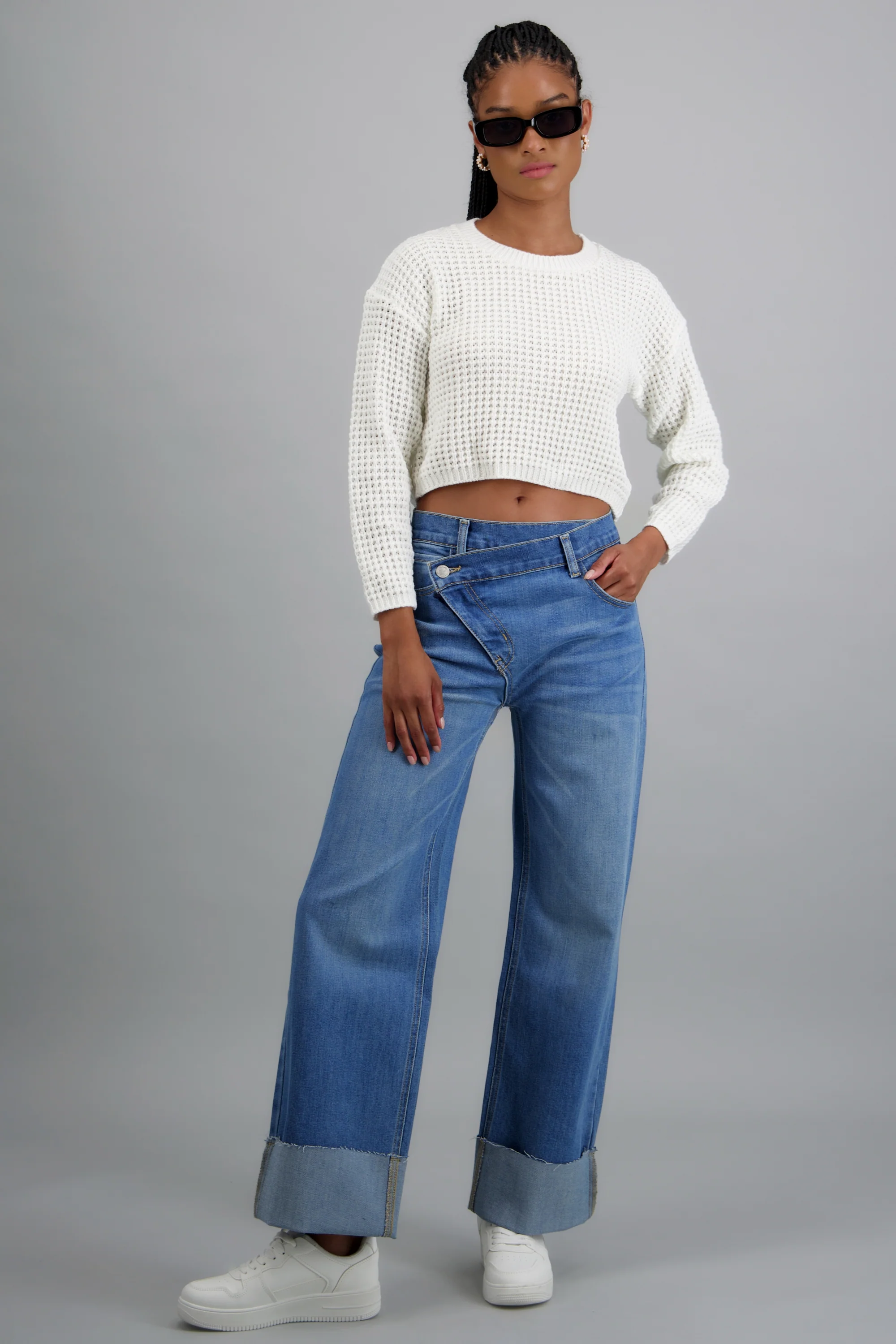 Jeans straight dobladillo cruzado - Image 3