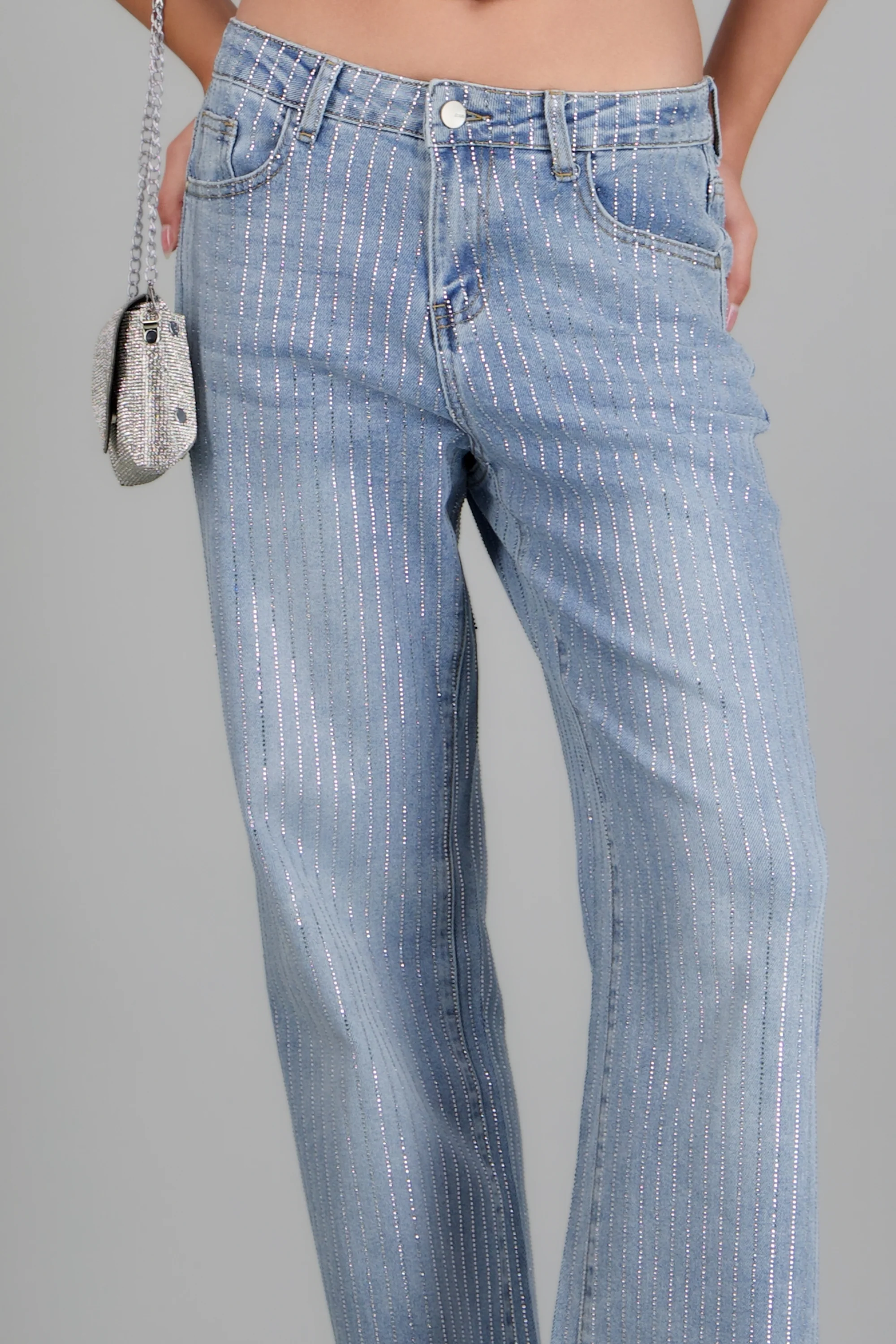 Jeans wide leg tiras brillos - Image 2