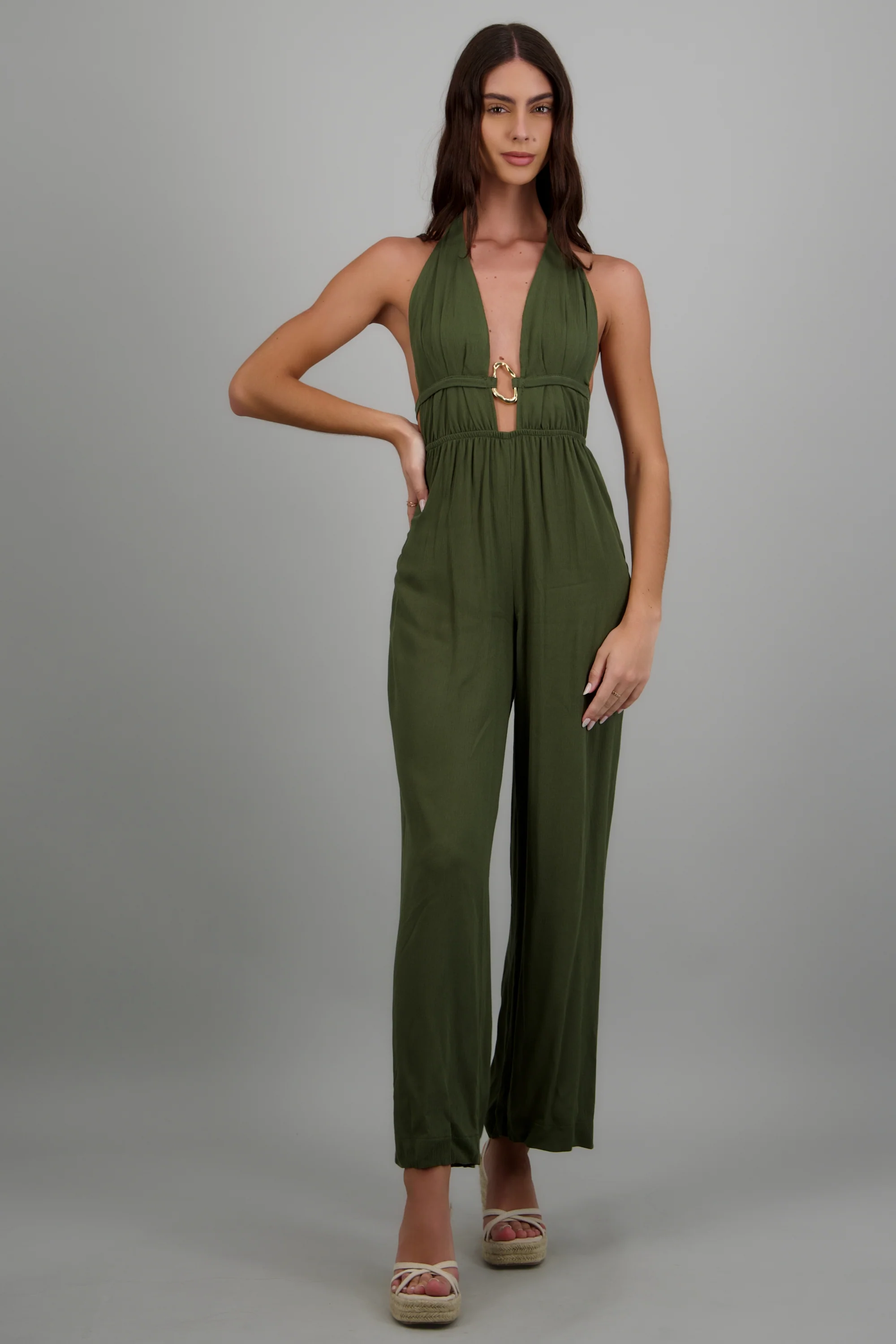Jumpsuit halter detalle aro metalico