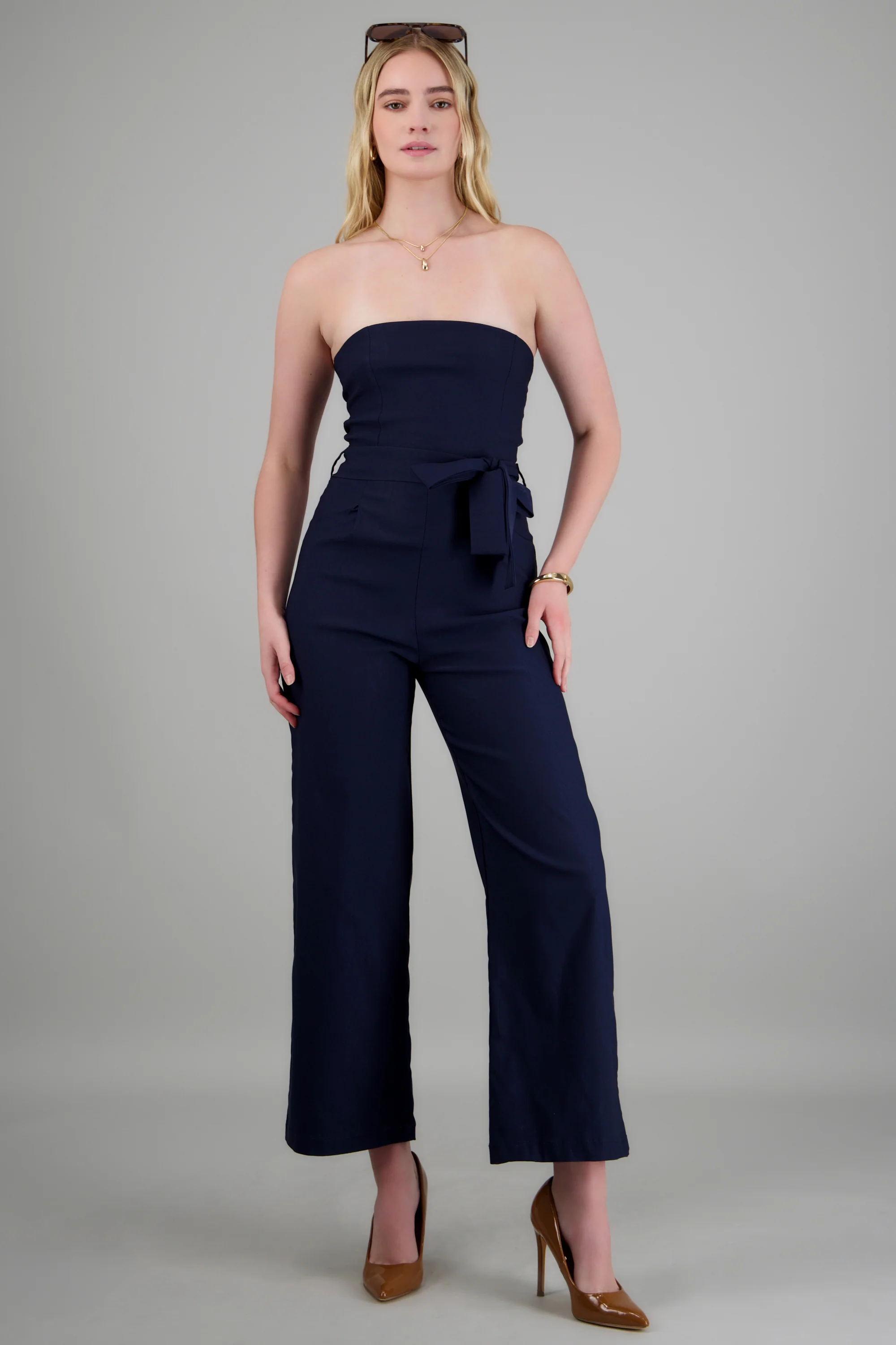 Jumpsuit strapless con cinto