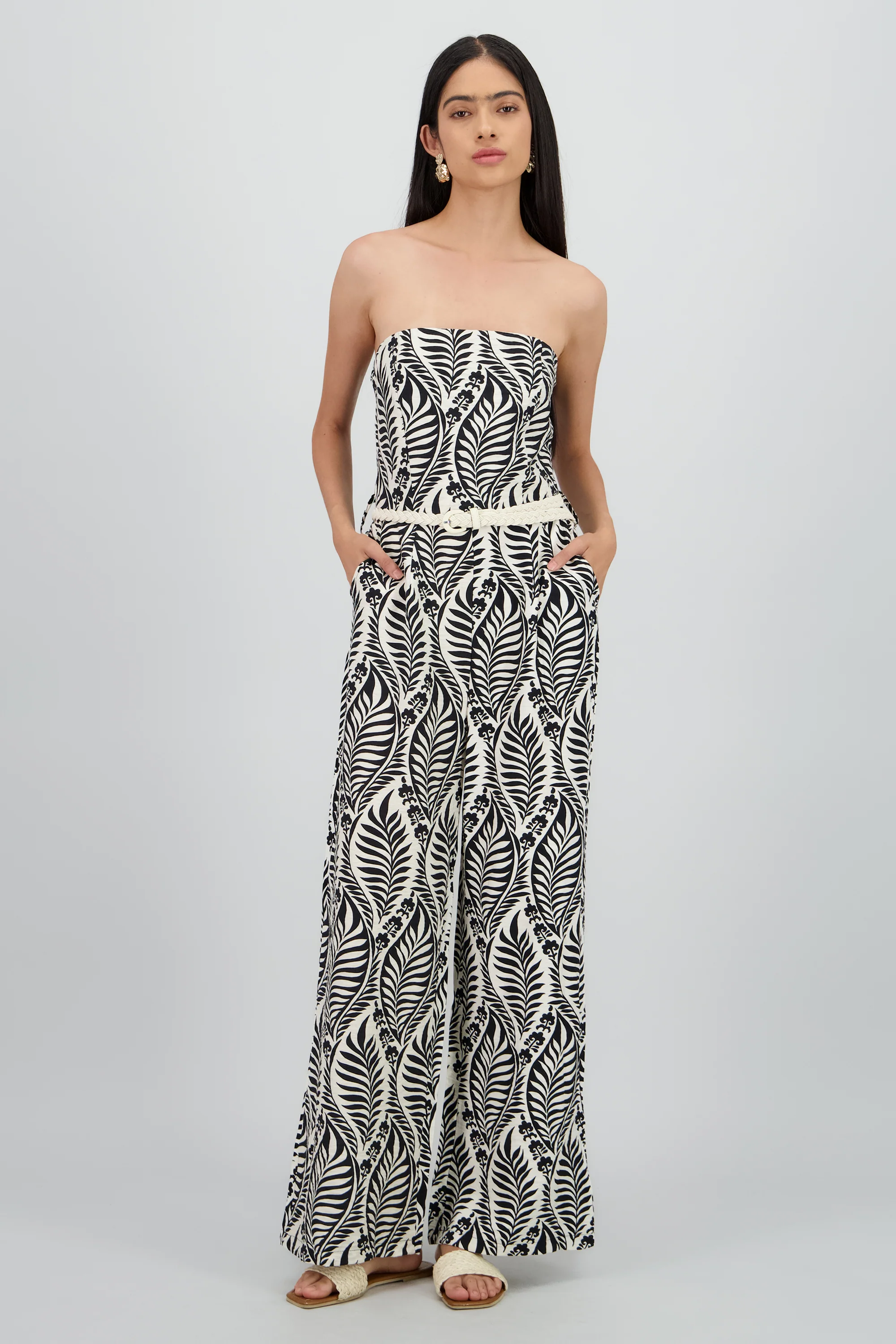 Jumpsuit strapless estampado con cinturon - Image 2