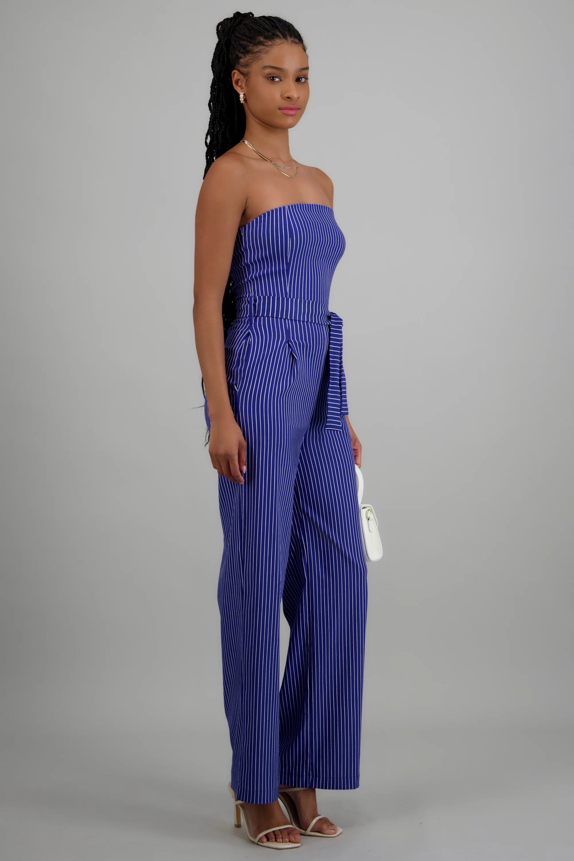 Jumpsuit strapless rayas detalle laso - Image 3