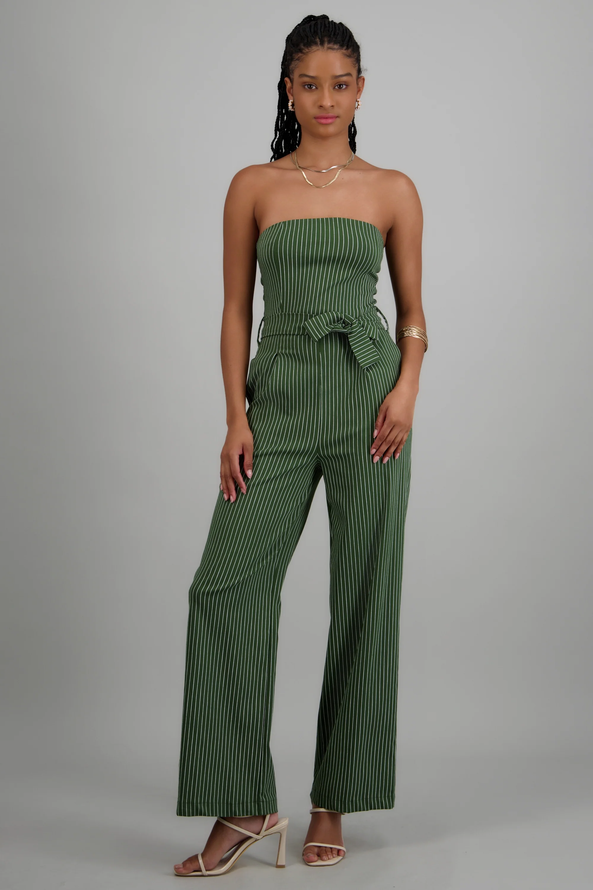 Jumpsuit strapless rayas detalle laso - Image 2