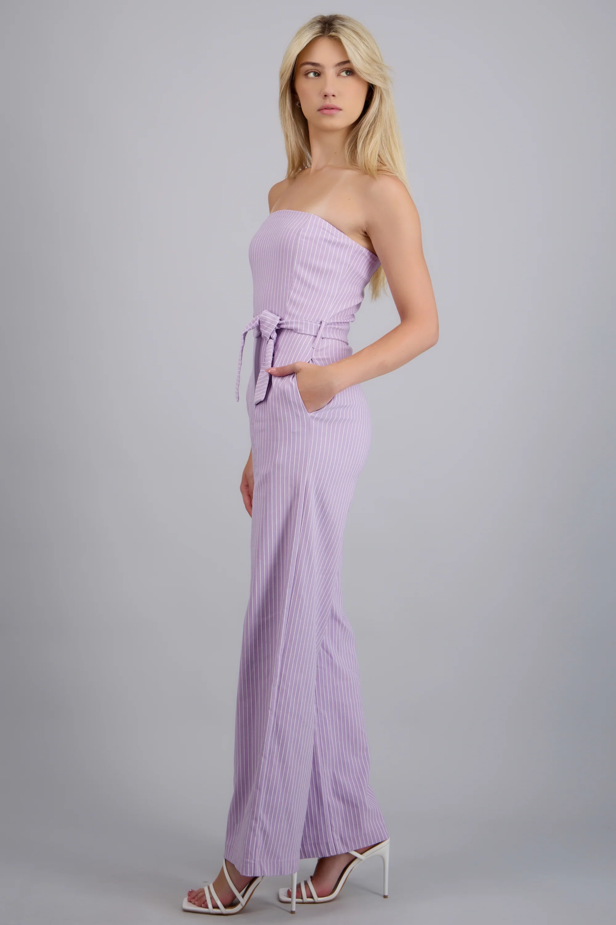 Jumpsuit strapless rayas detalle laso - Image 2