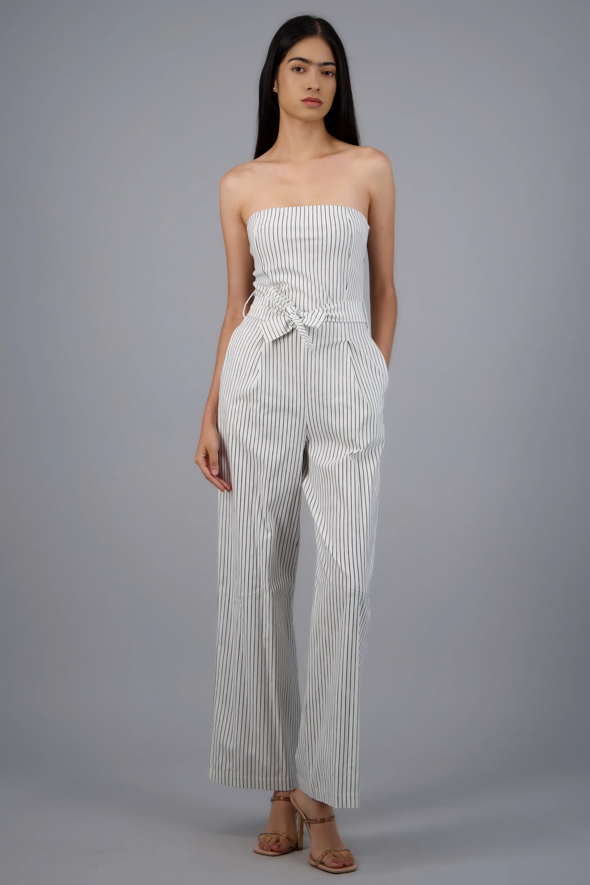 Jumpsuit strapless rayas detalle laso - Image 5