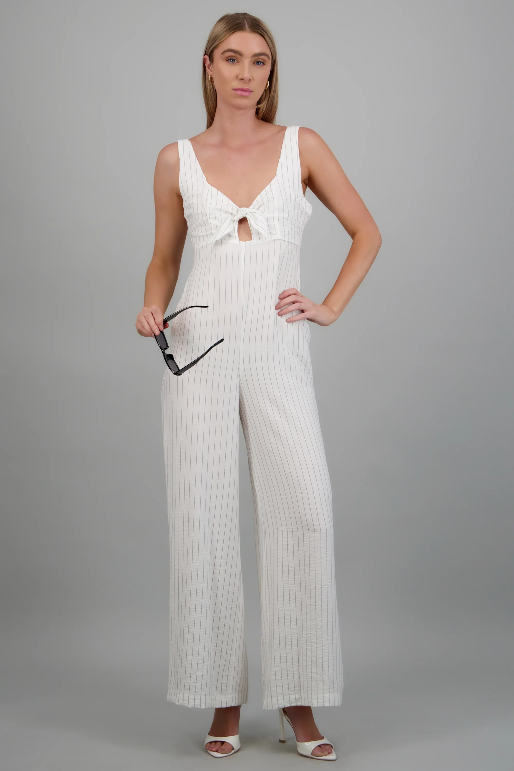 Jumpsuit tirantes rayas detalle moño - Image 2