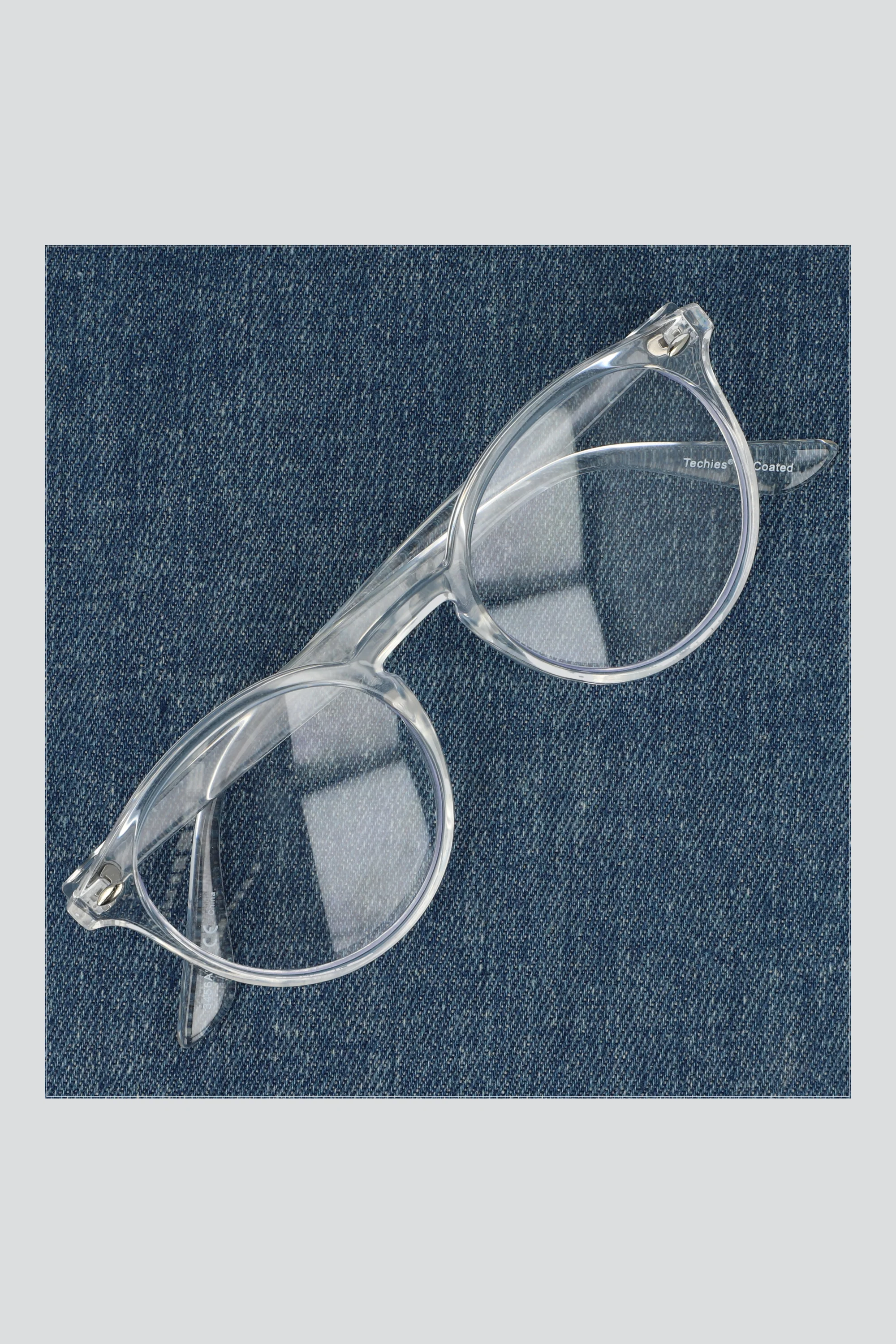 Lentes redondos marco grueso luz azul