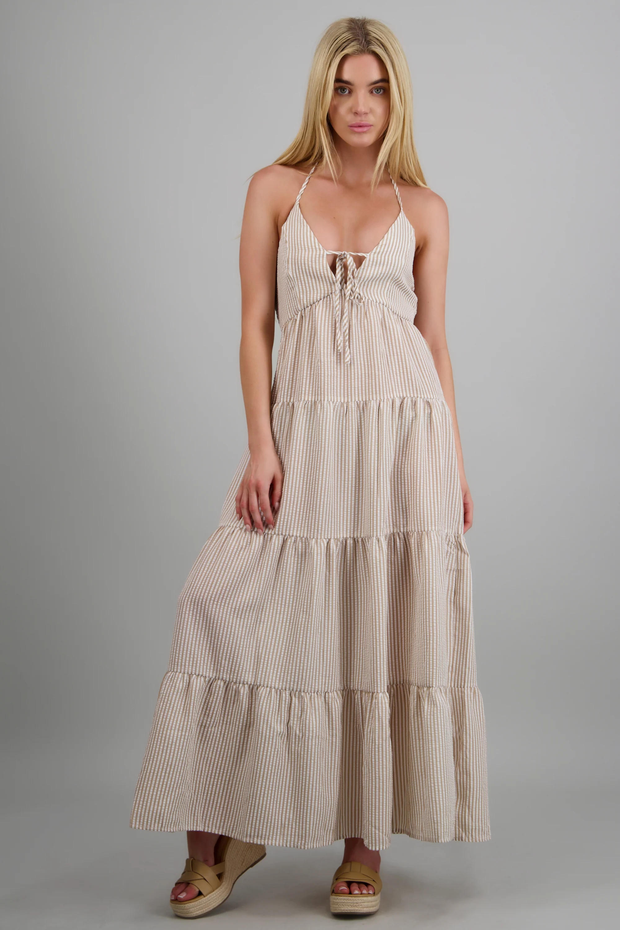 Maxi vestido rayas con amarre - Image 3