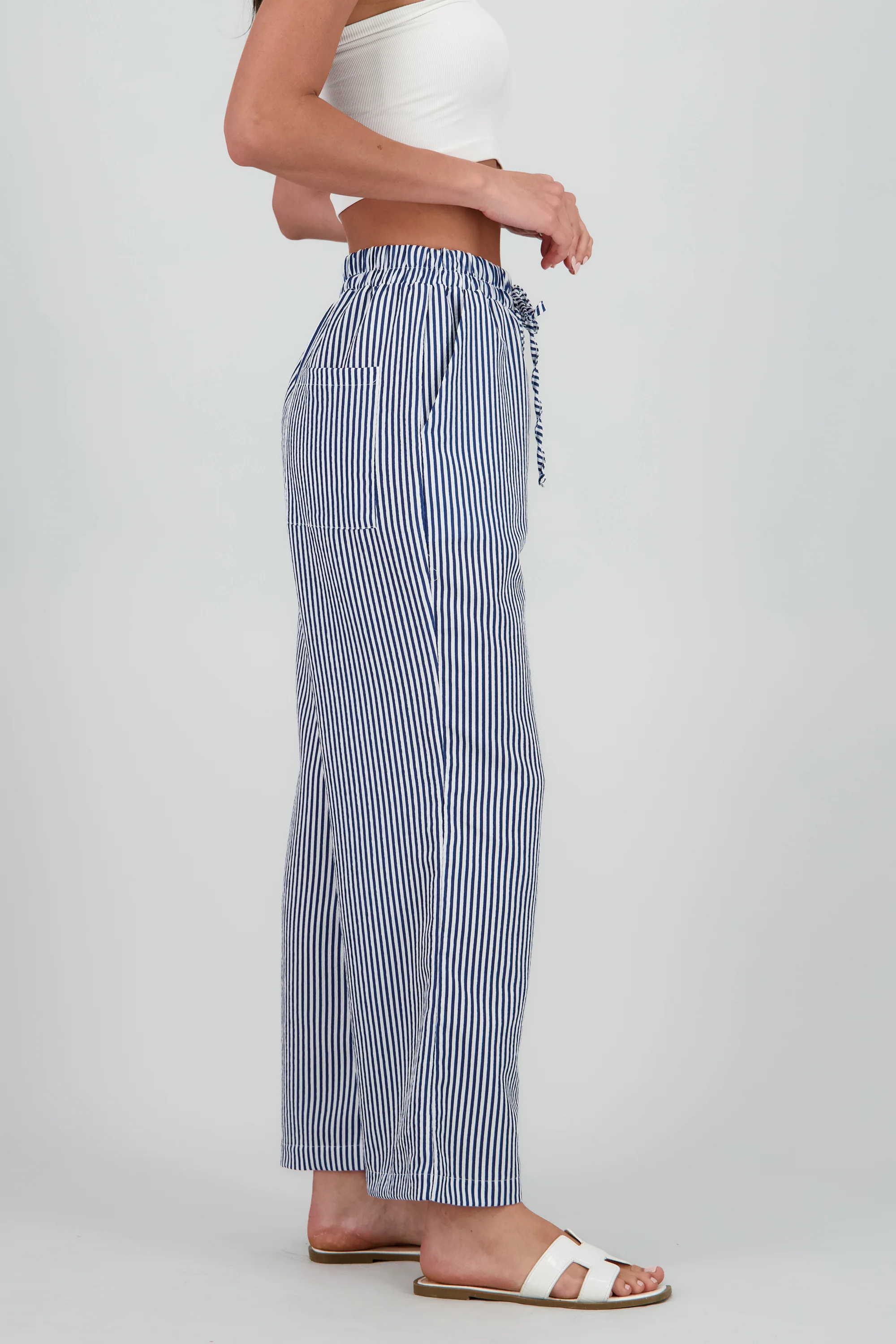 Pantalon amplio detalle resorte rayas - Image 3