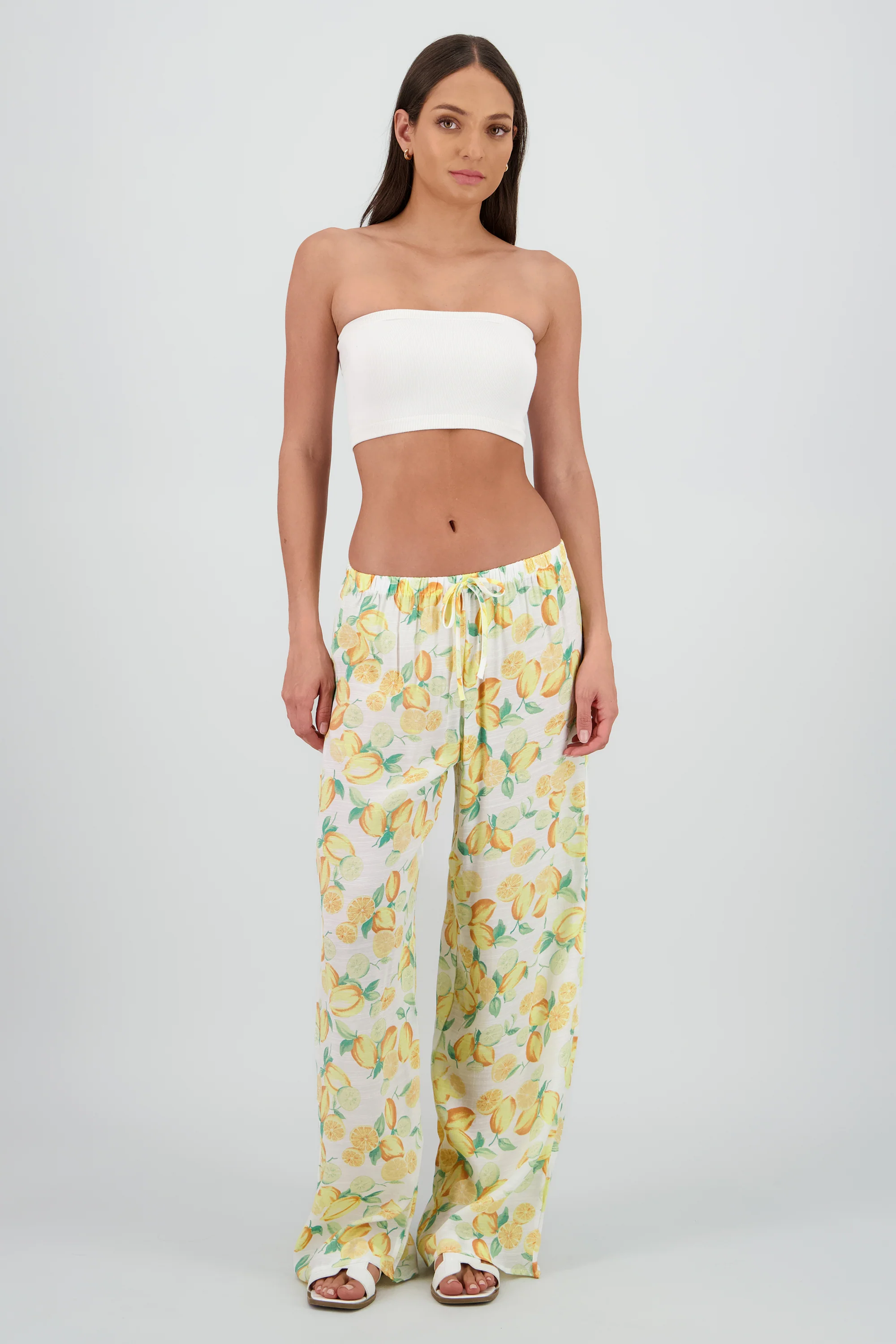Pantalon amplio estampado limones
