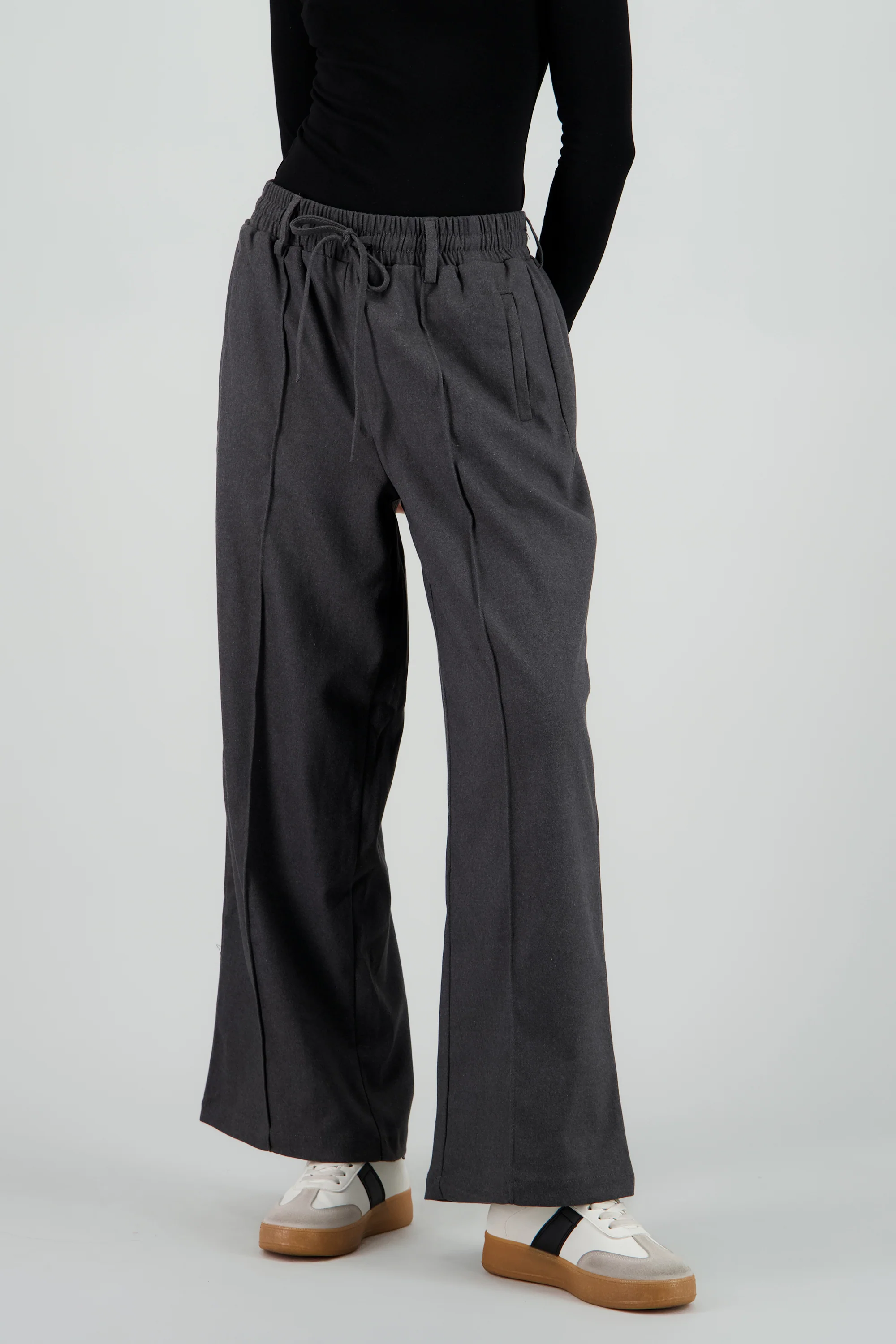 Pantalon amplio liso detalle resorte - Image 2