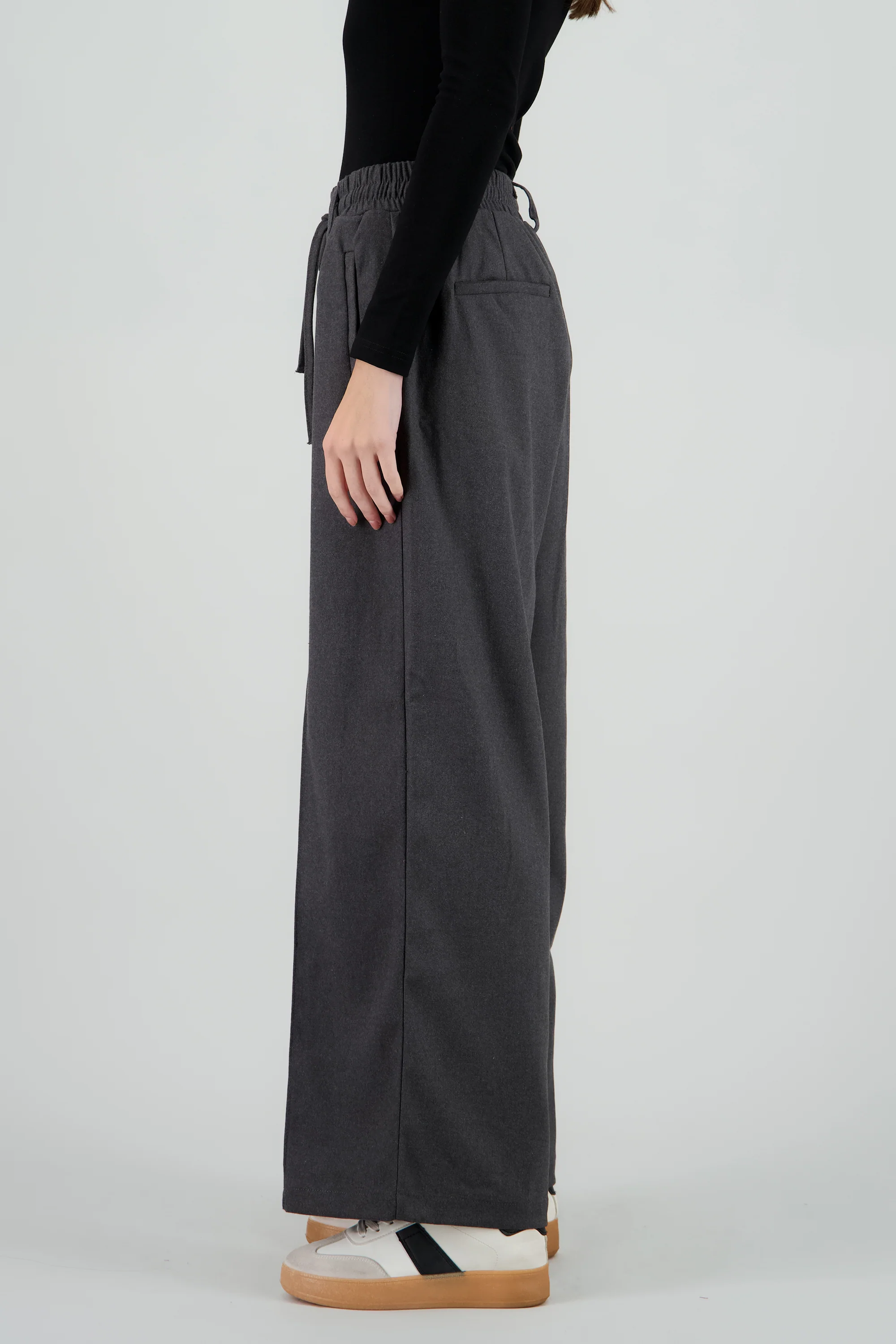 Pantalon amplio liso detalle resorte - Image 3