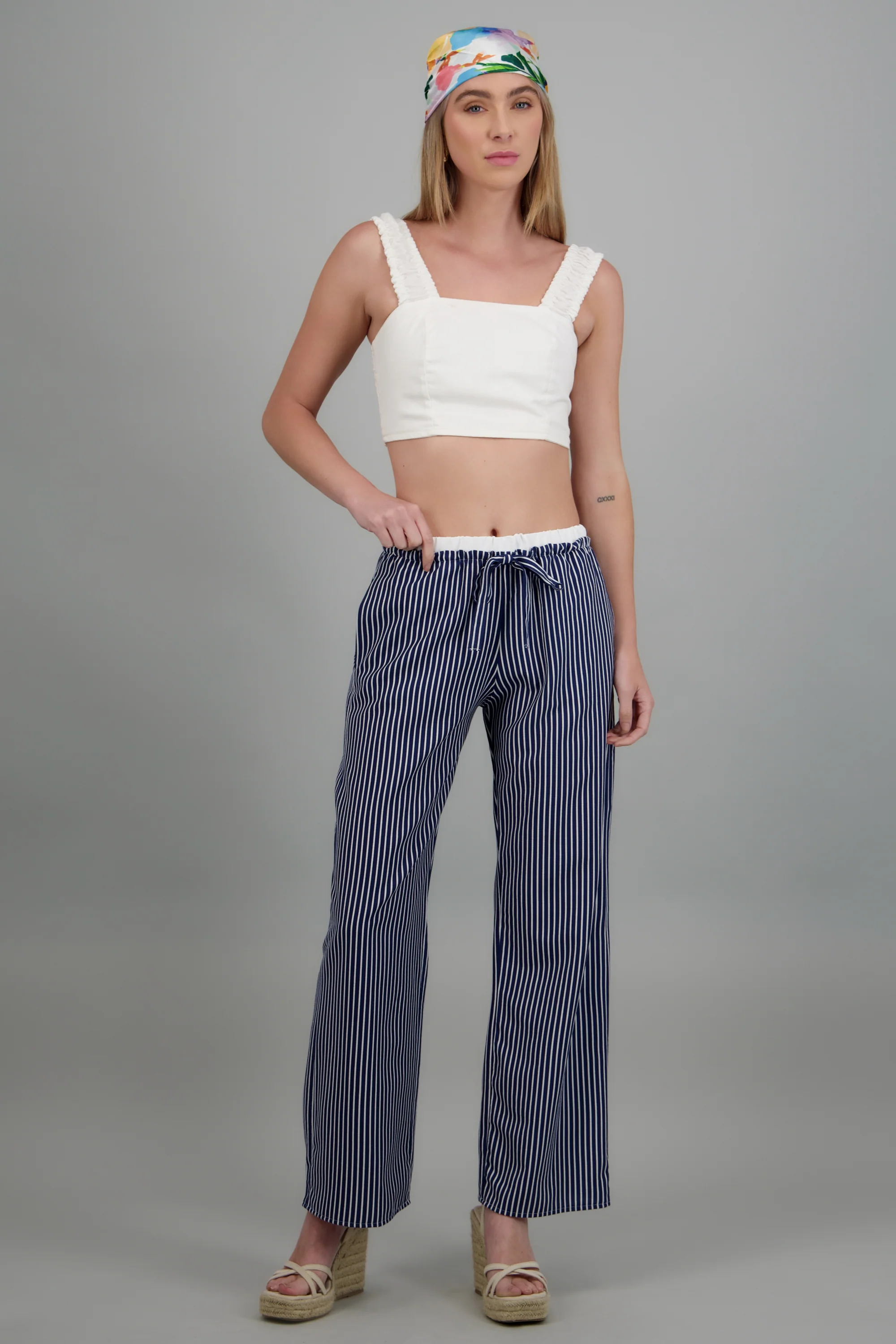 Pantalon de rayas pretina con contraste - Image 3