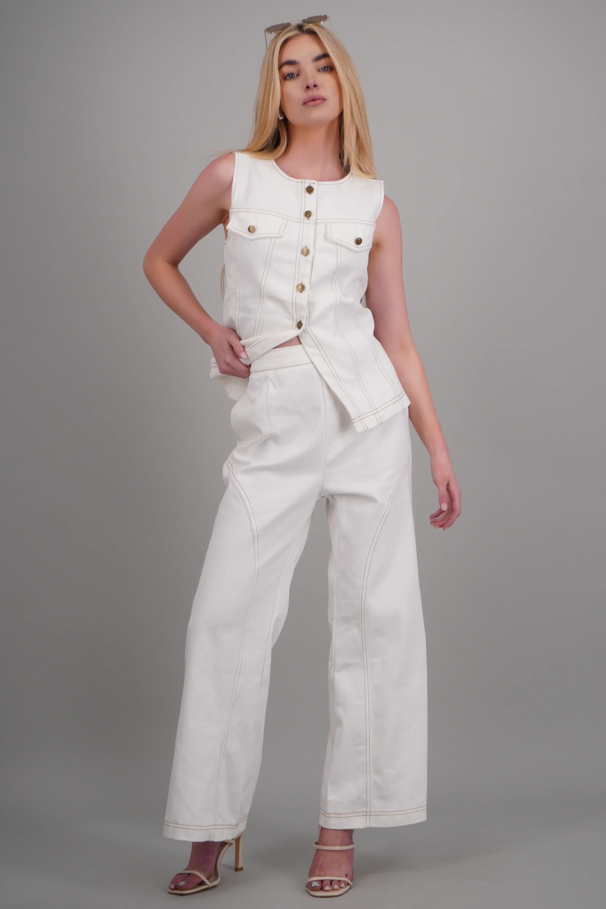 Pantalon denim contraste costuras - Image 2