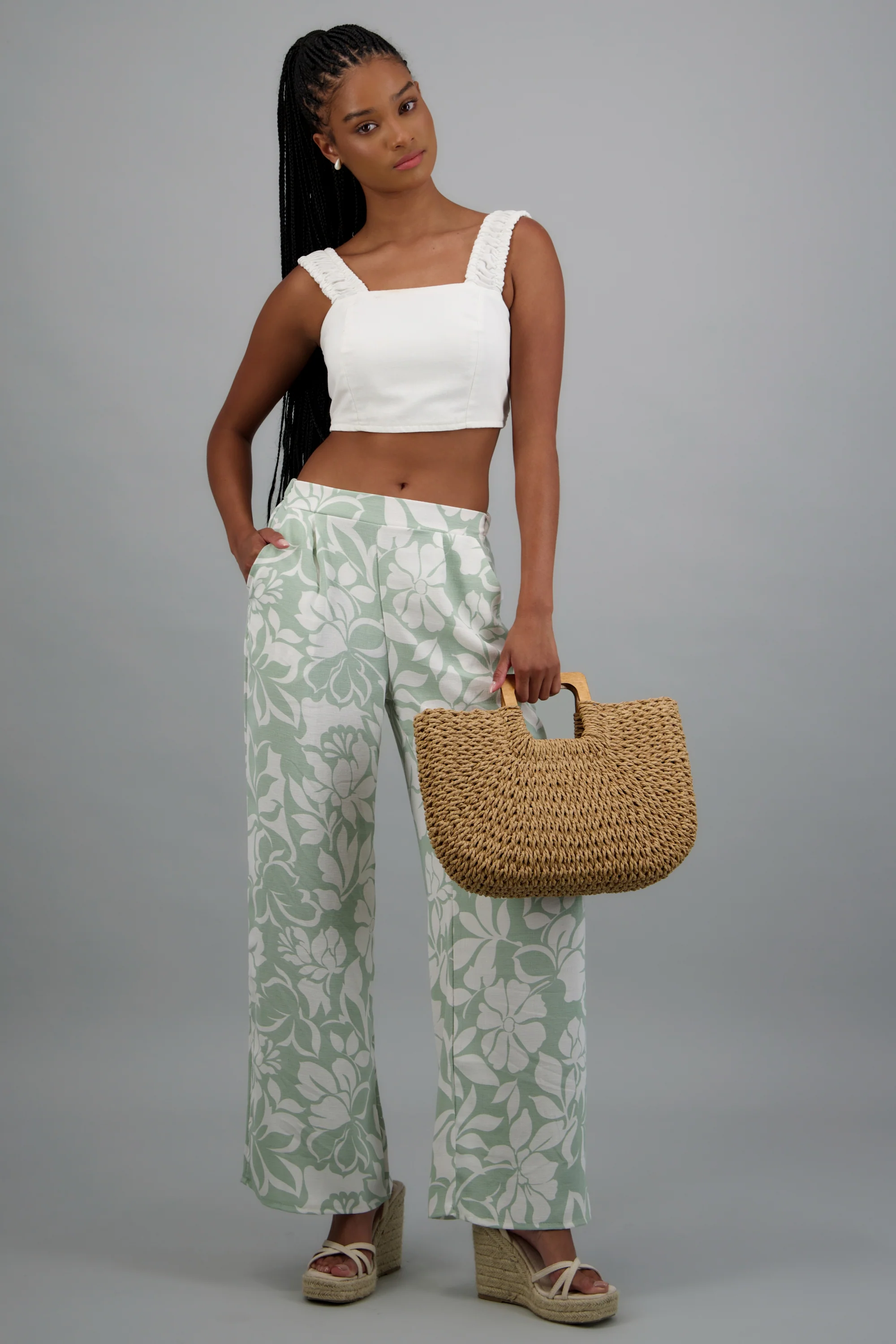 Pantalon detalle pinzas estampado