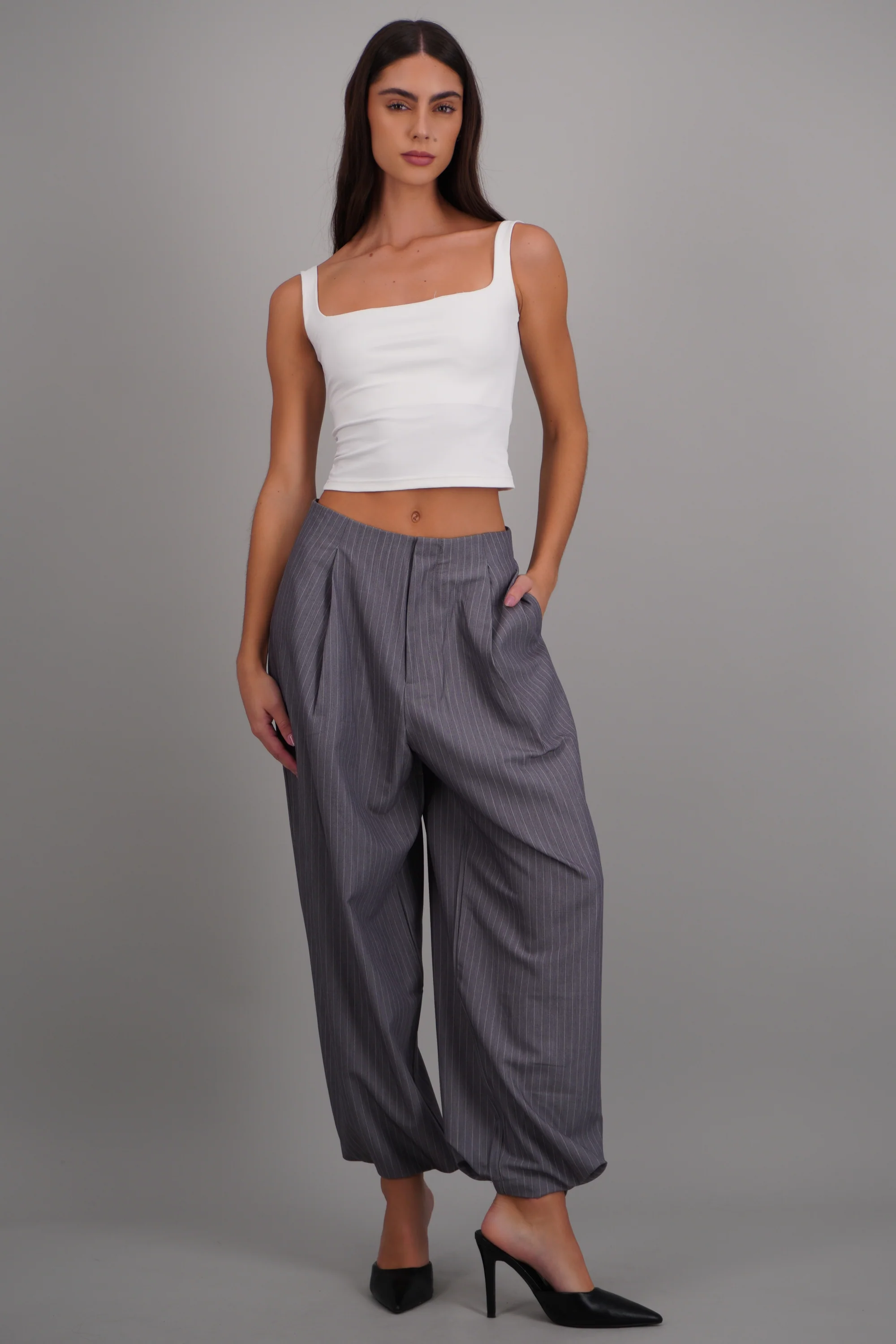 Pantalon globo de vestir rayas