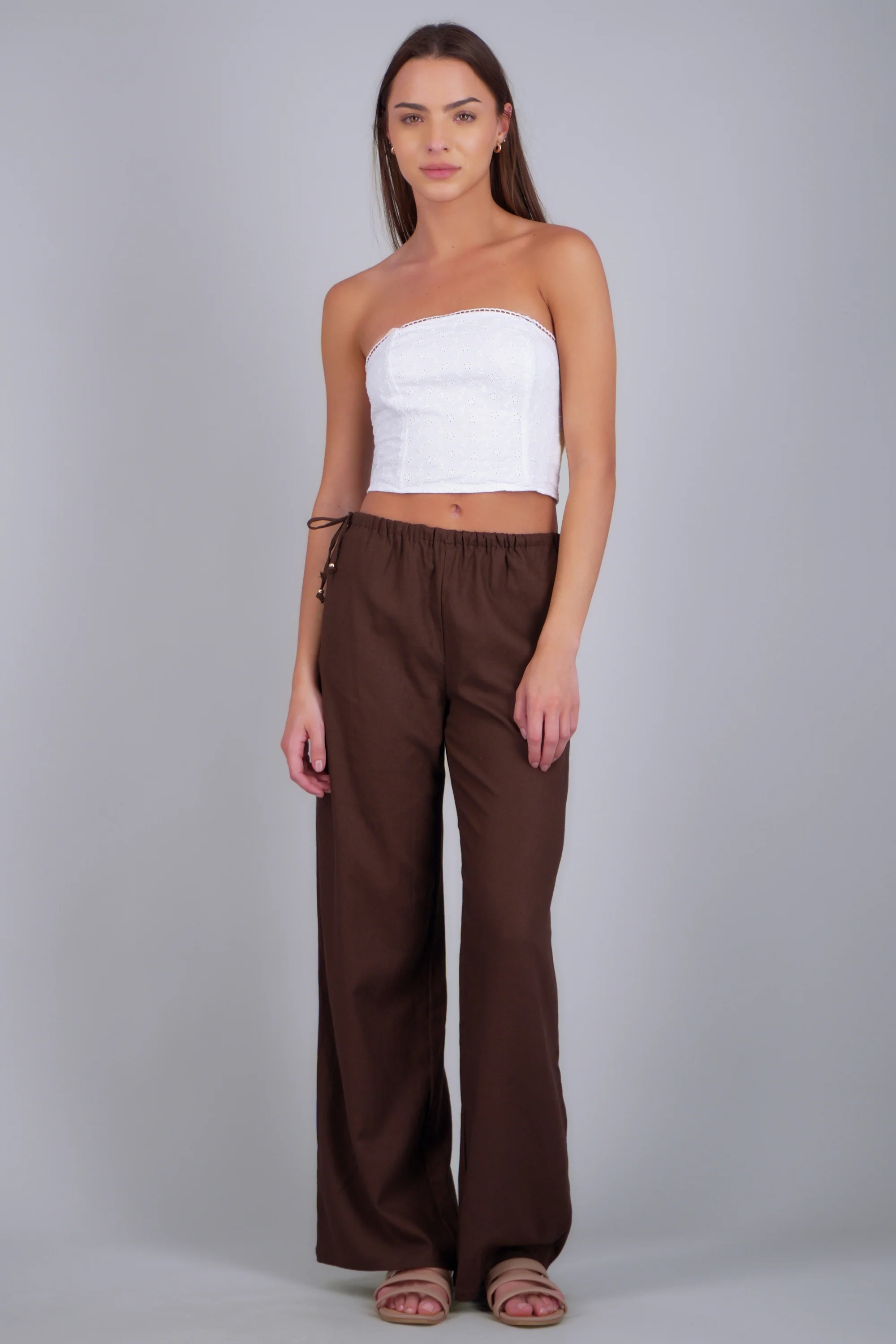 Pantalón lino detalle moños