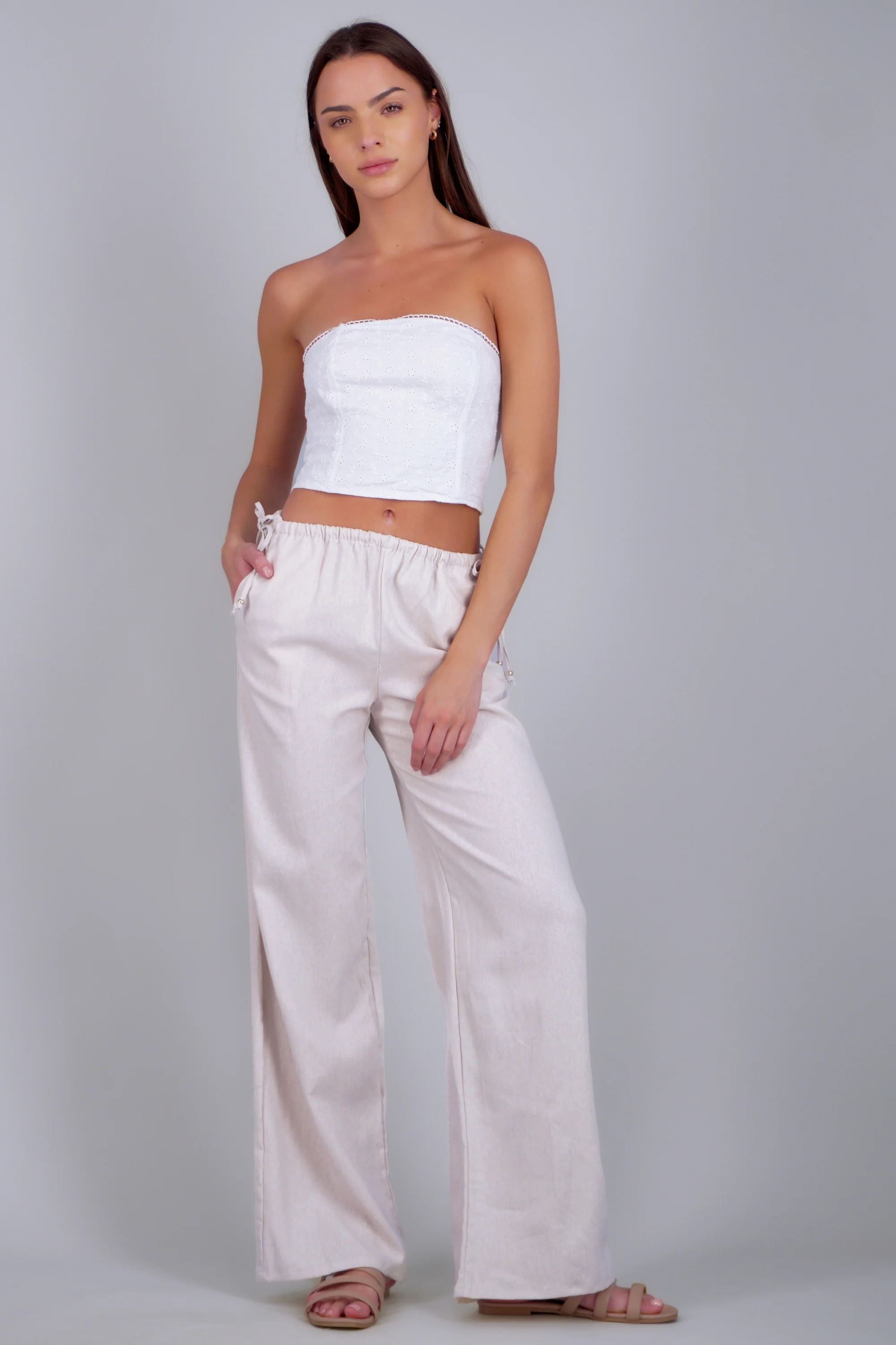 Pantalón lino detalle moños - Image 3