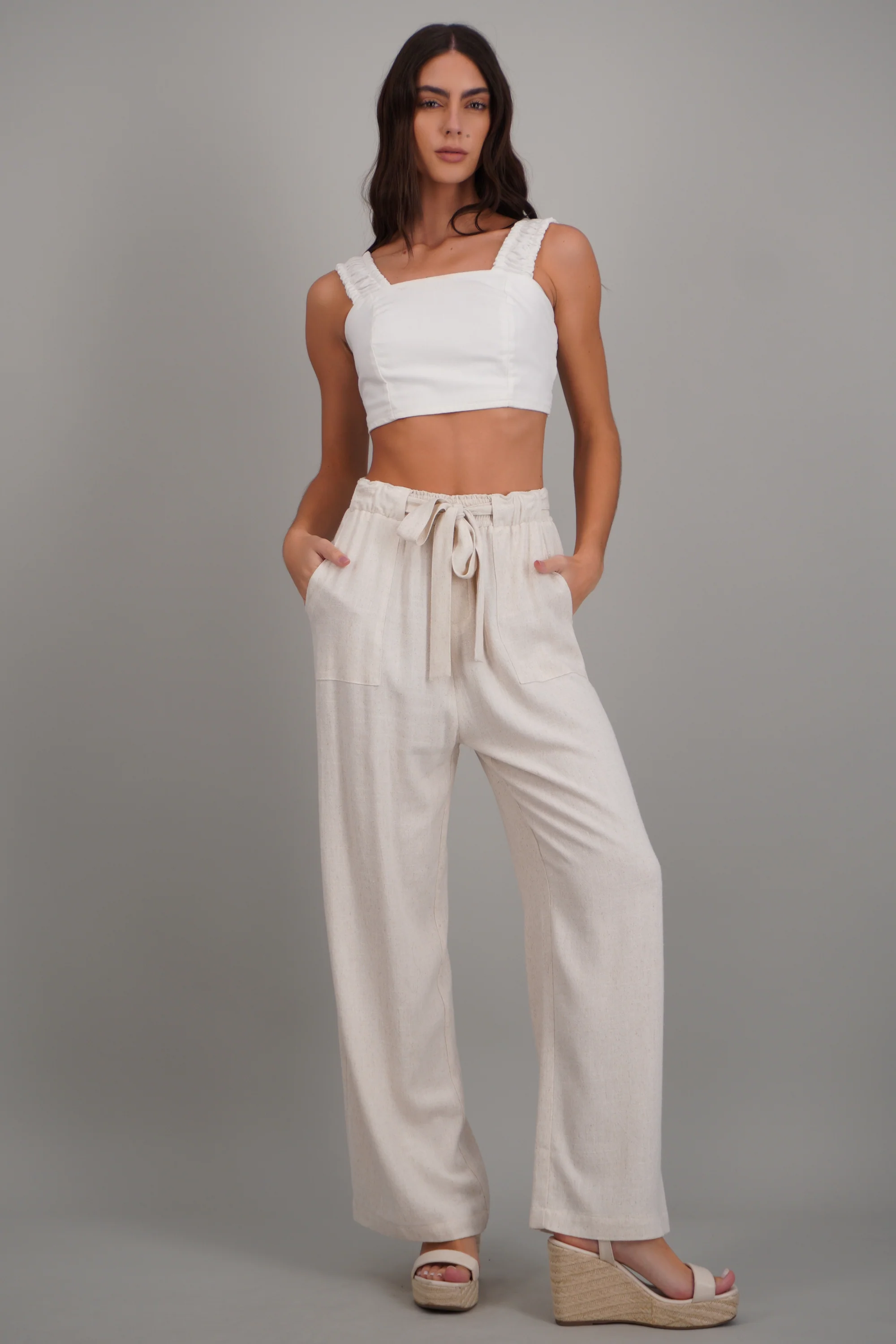 Pantalon lino detalle cinturon