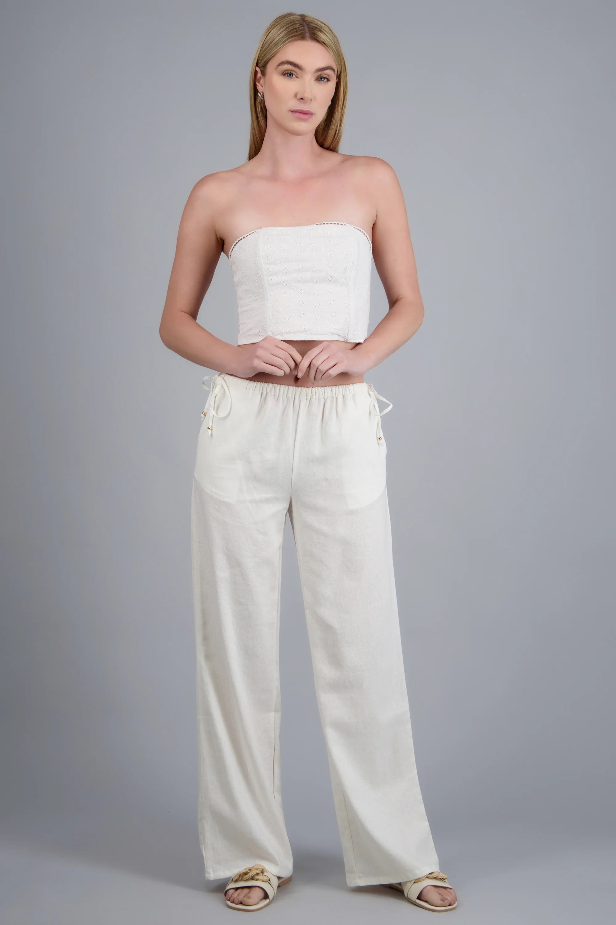 Pantalón lino detalle moños - Image 3