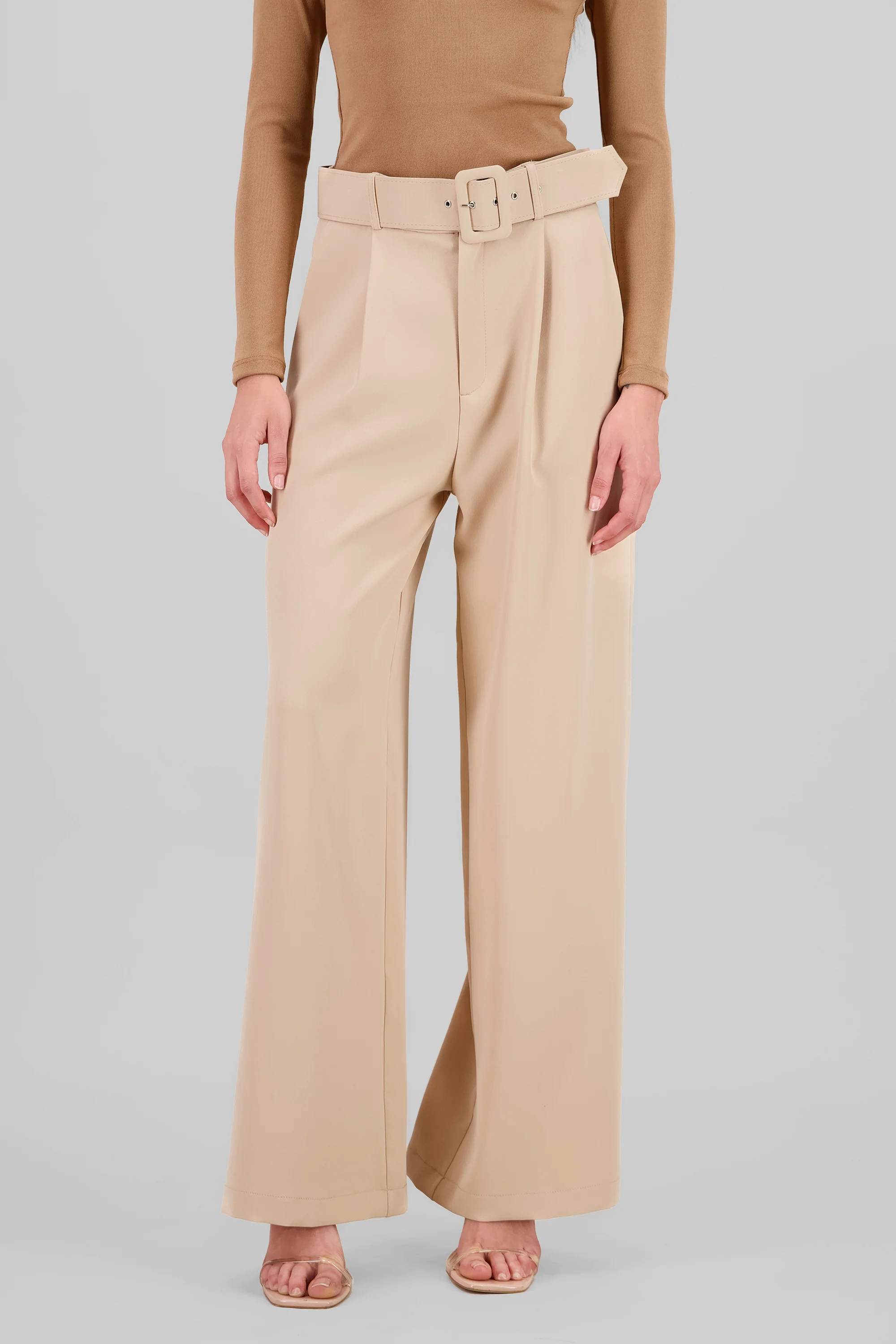 Pantalón liso cinturón - Image 2