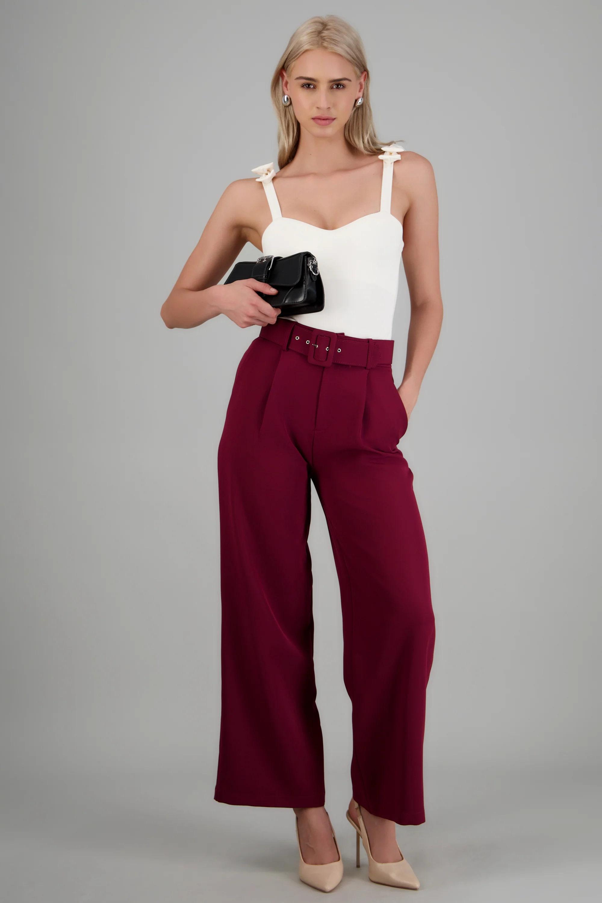 Pantalón liso cinturón - Image 3