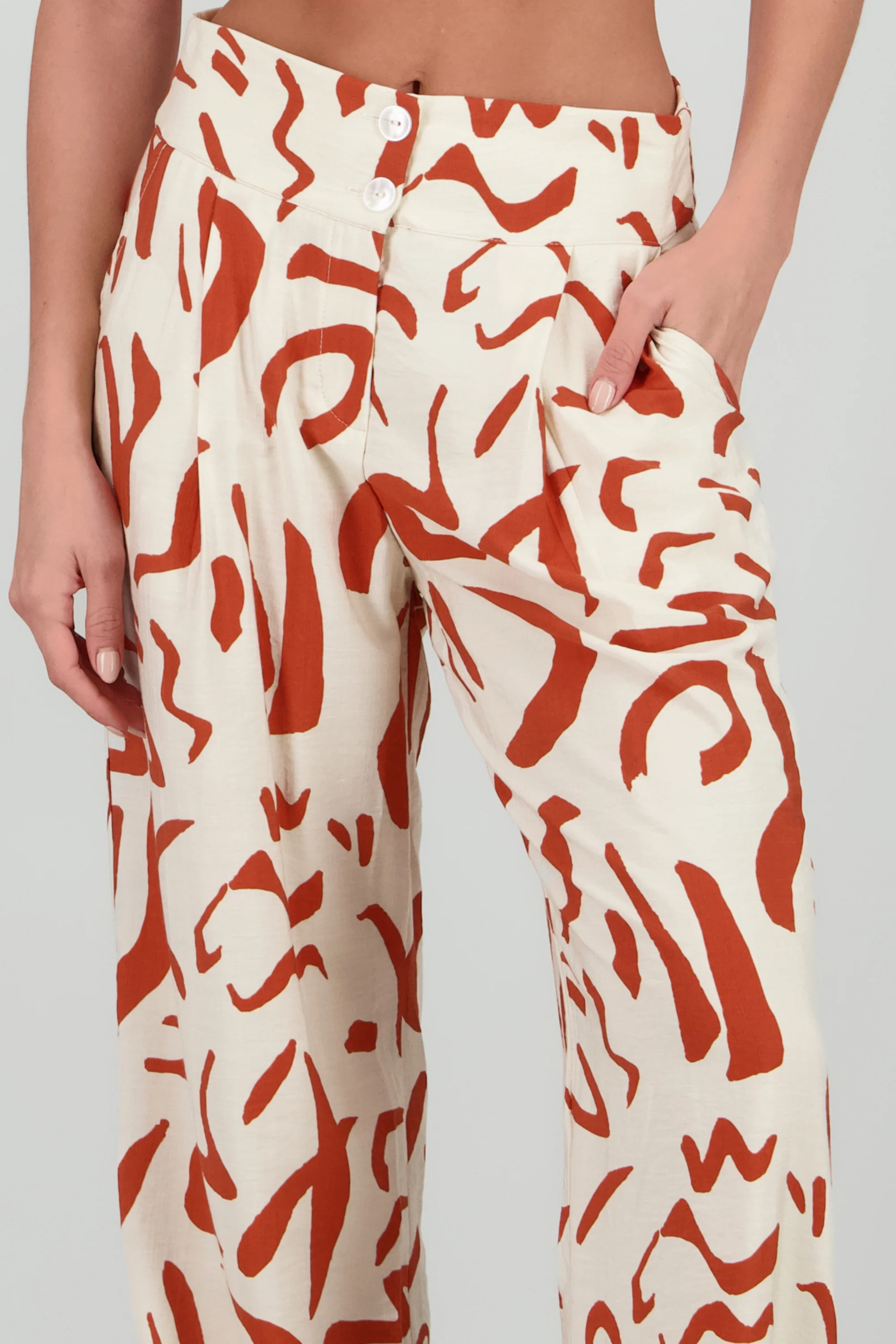 Pantalon pretina ancha estampado geometrico - Image 5